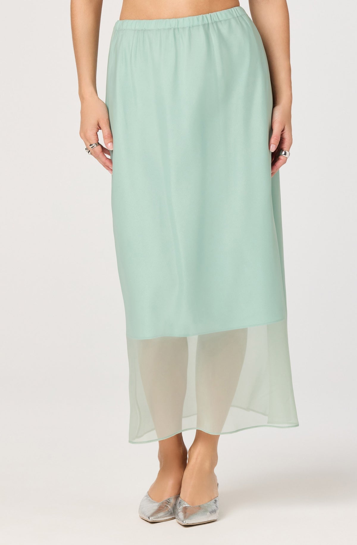 Keyara Sheer Overlay Maxi Skirt - alternate product view at Vogue Villa