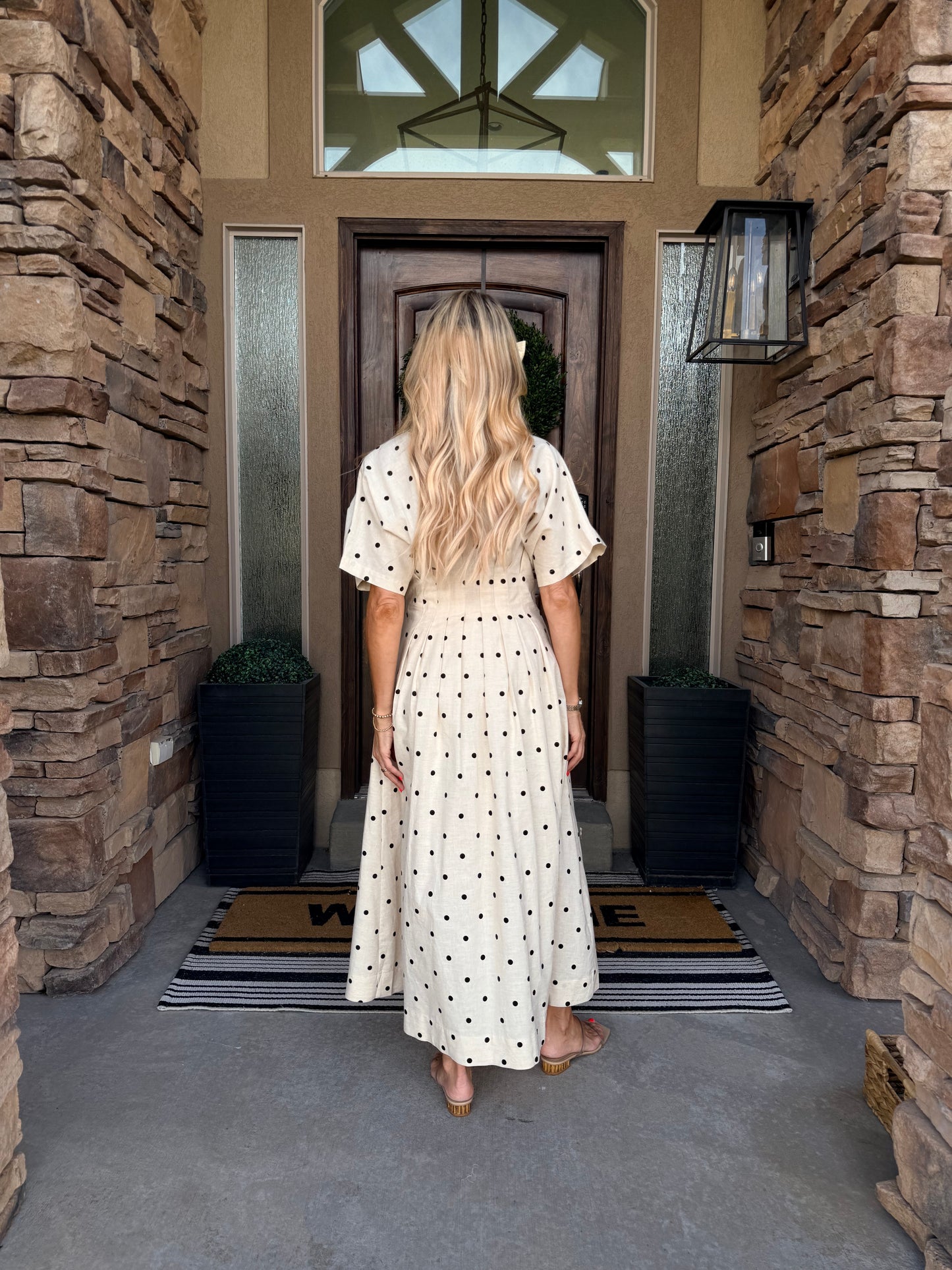 Polka Dot Midi Shirt Dress - alternate product view at Vogue Villa