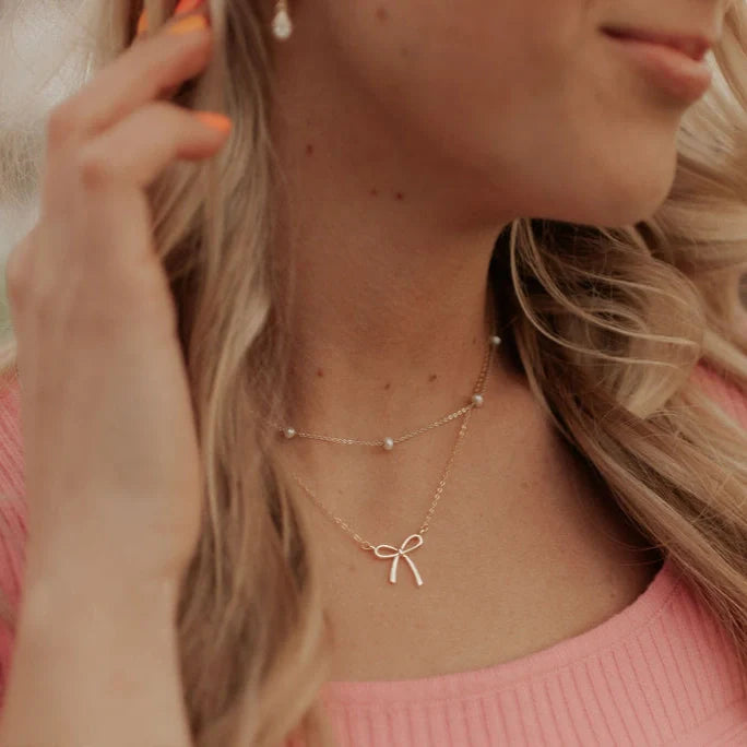 Lily Bow Necklace - alternate product view at Vogue Villa