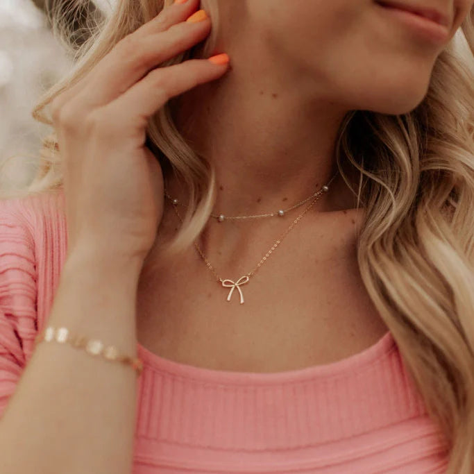 Lily Bow Necklace - alternate product view at Vogue Villa