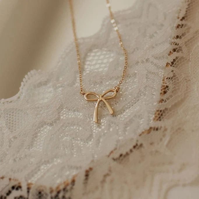 Lily Bow Necklace - alternate product view at Vogue Villa
