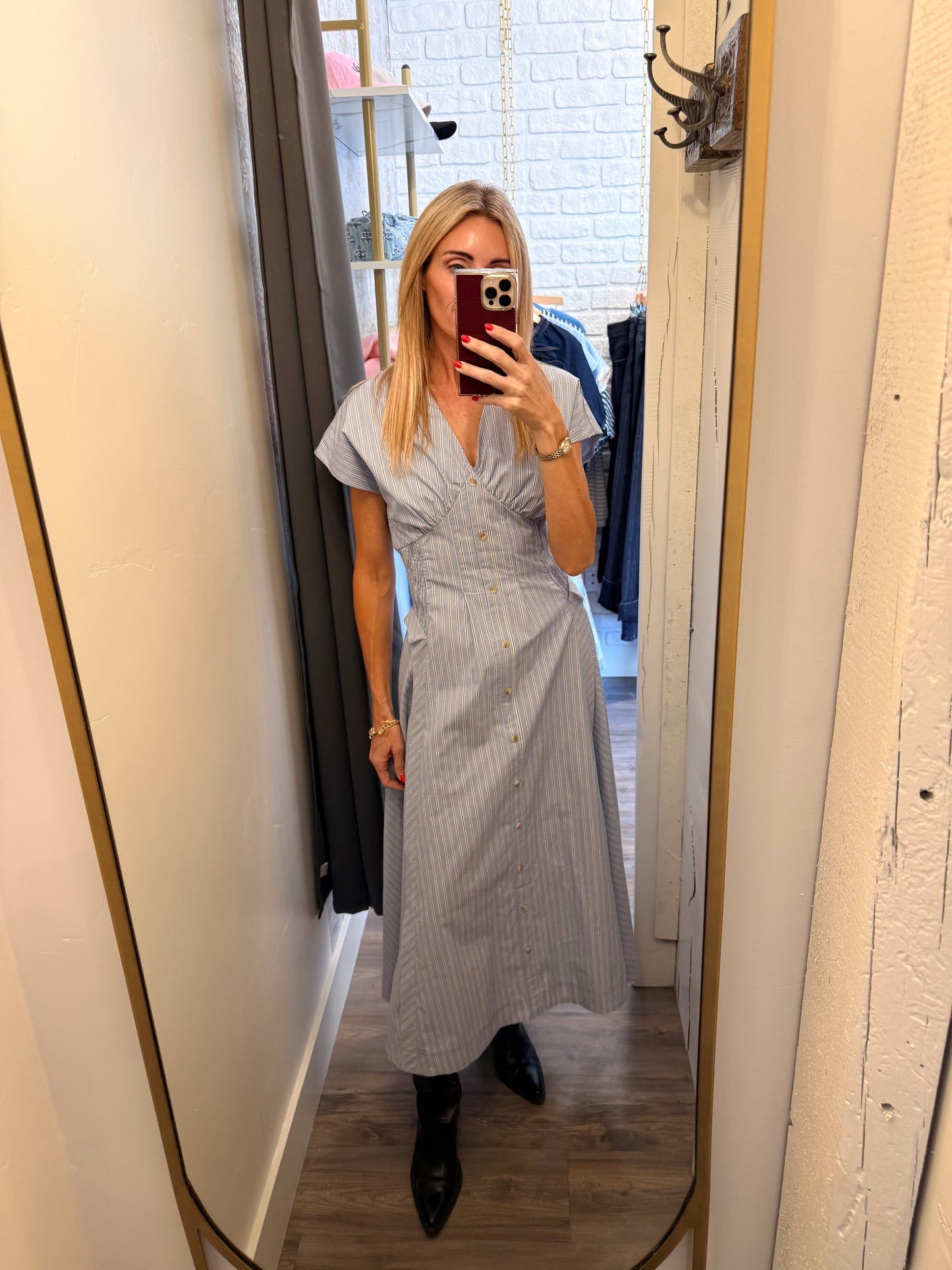 The Brielle Striped Midi Dress