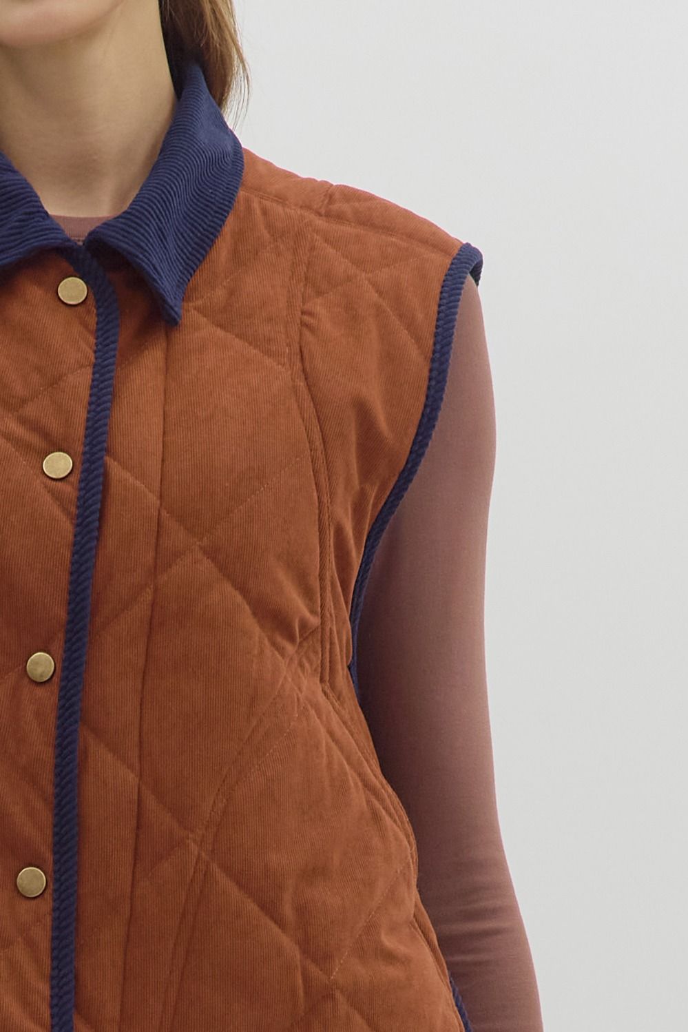 The Quilted Corduroy Scallop Hem Vest