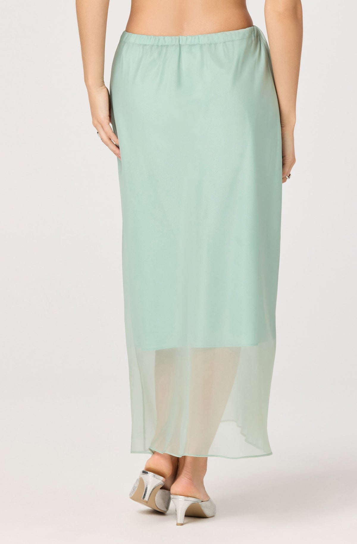 Keyara Sheer Overlay Maxi Skirt - alternate product view at Vogue Villa