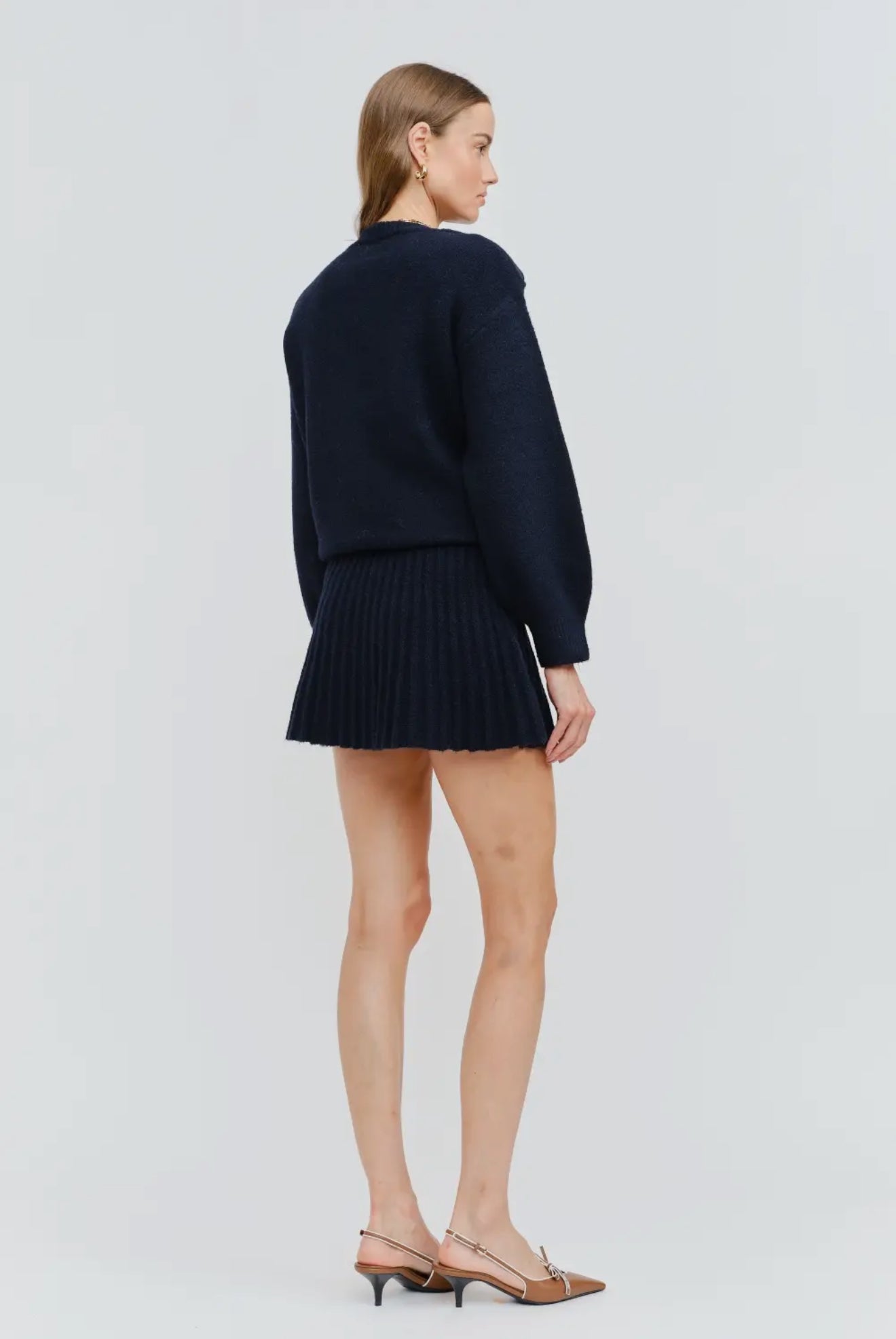 Navy Tie Front Sweater