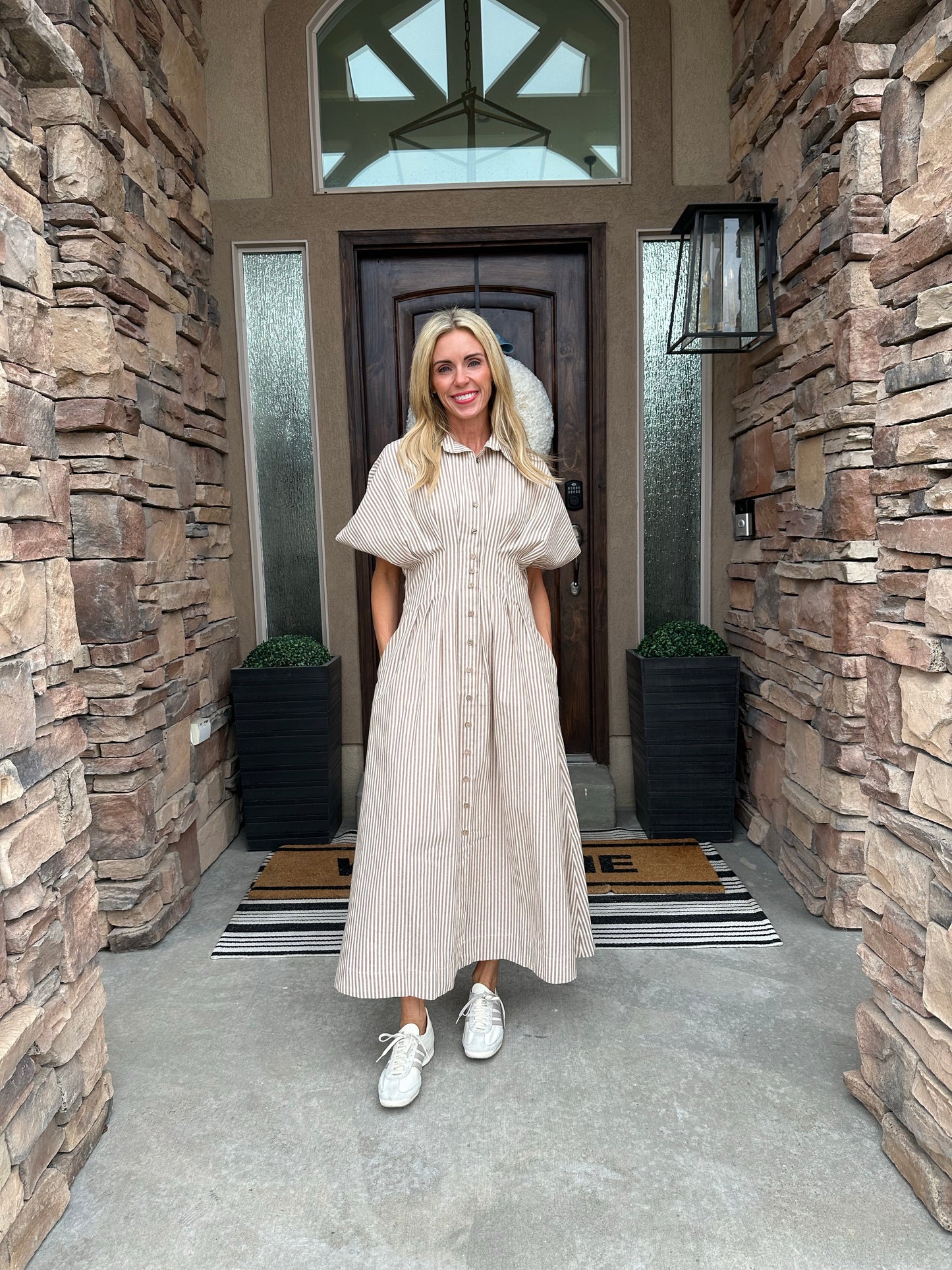 Harper Striped Shirt Dress - alternate product view at Vogue Villa