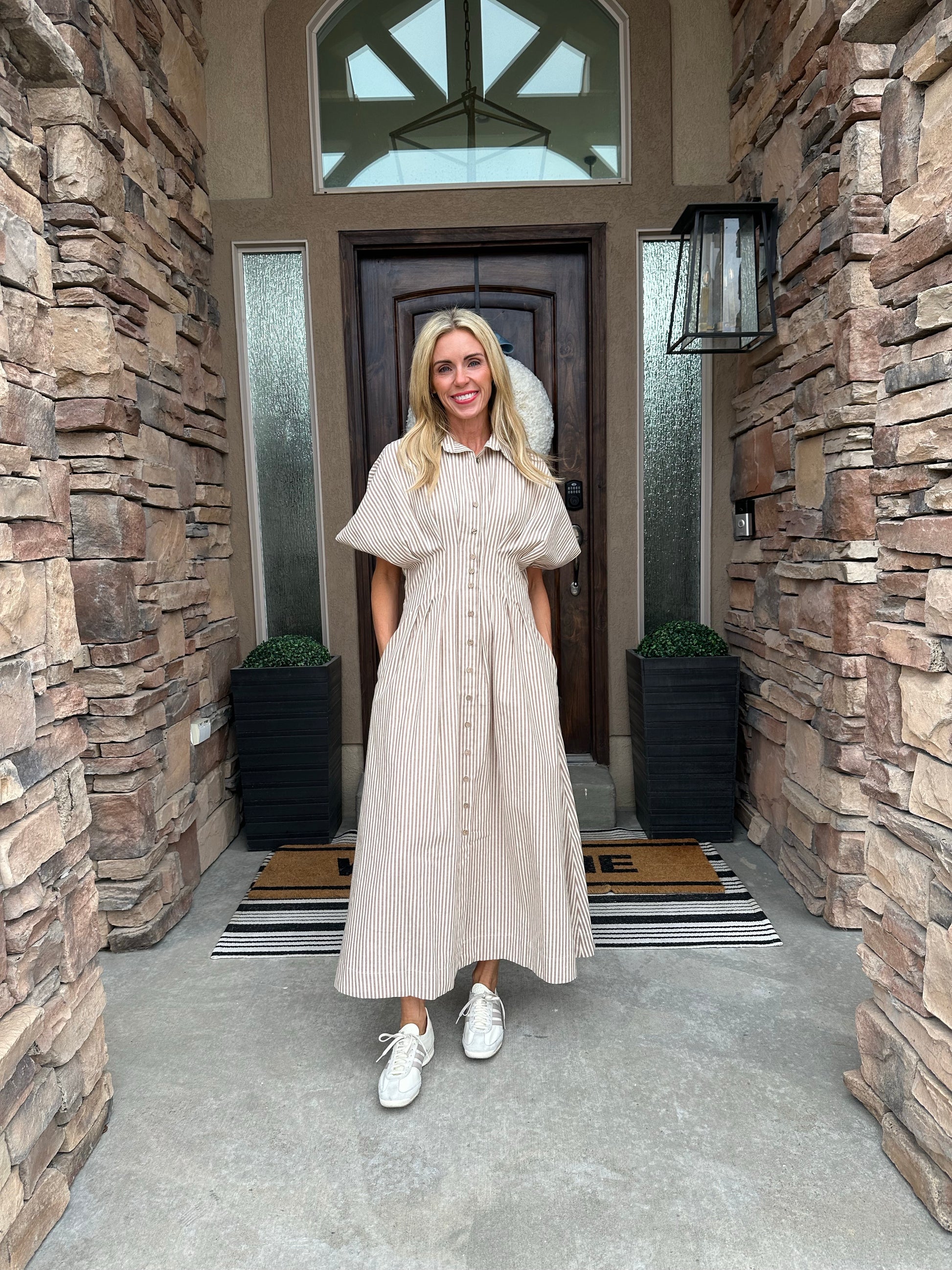 Harper Striped Shirt Dress - alternate product view at Vogue Villa