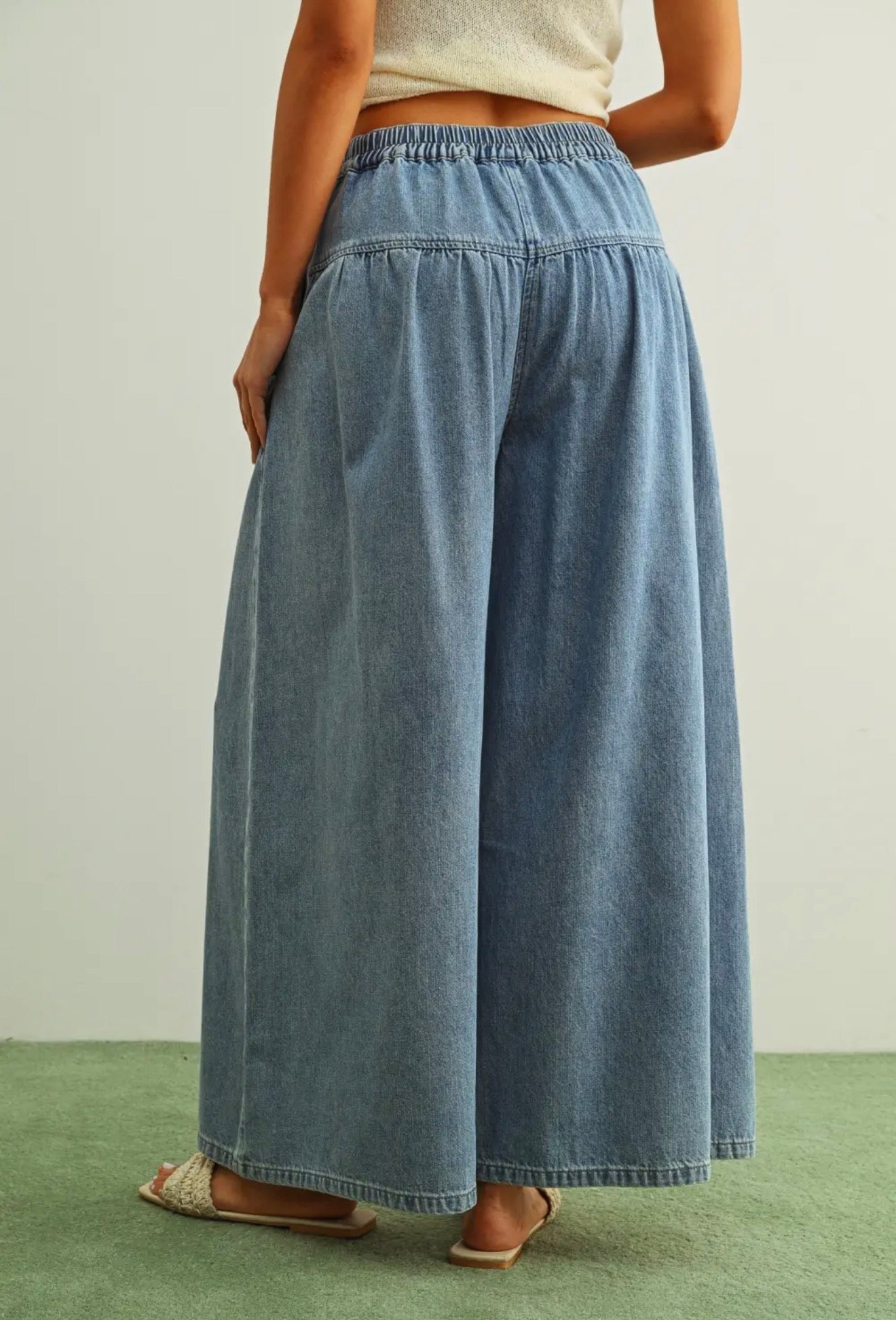 The Sloane Button-Fly Wide Leg Jeans - alternate product view at Vogue Villa