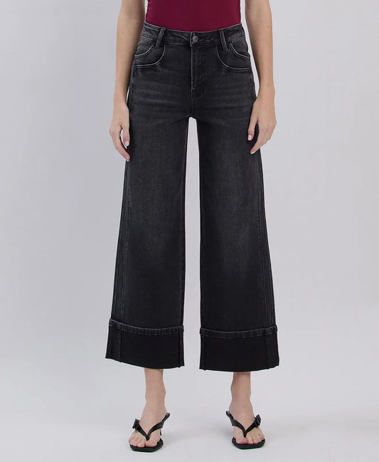 Cuffed Wide Leg Jeans