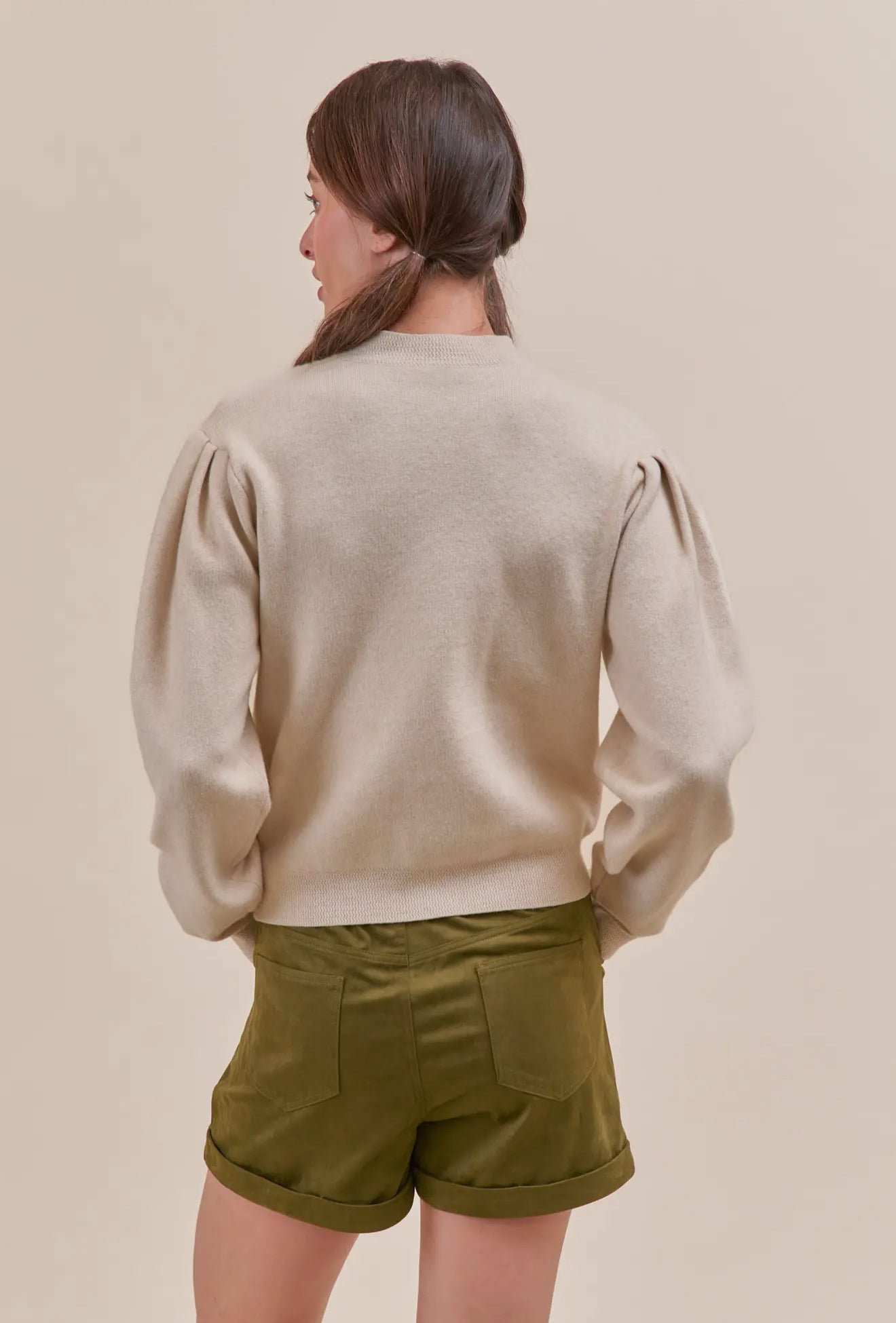 Mock Neck Puff Sleeve Sweater
