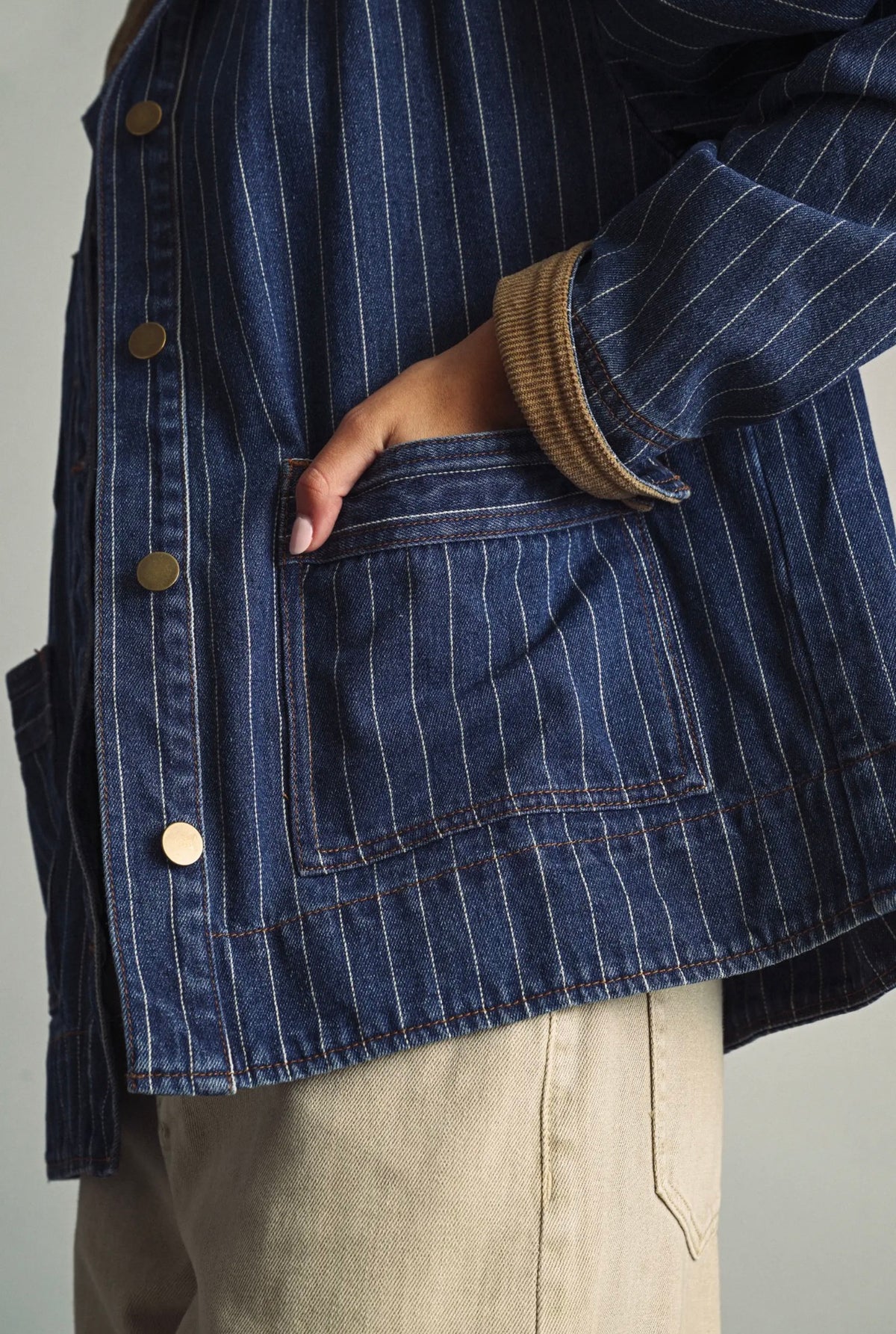 The Pinstripe Denim Barn Jacket