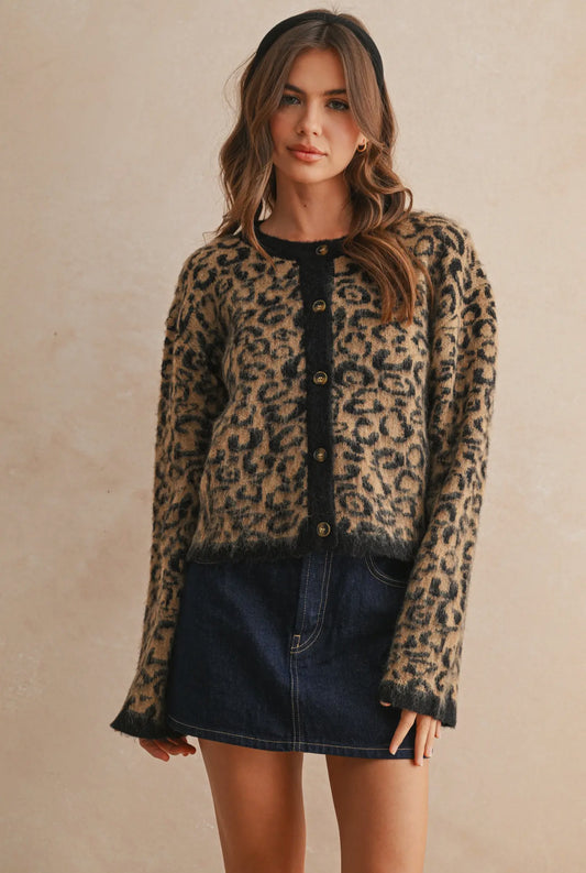 Brushed Leopard Cardigan
