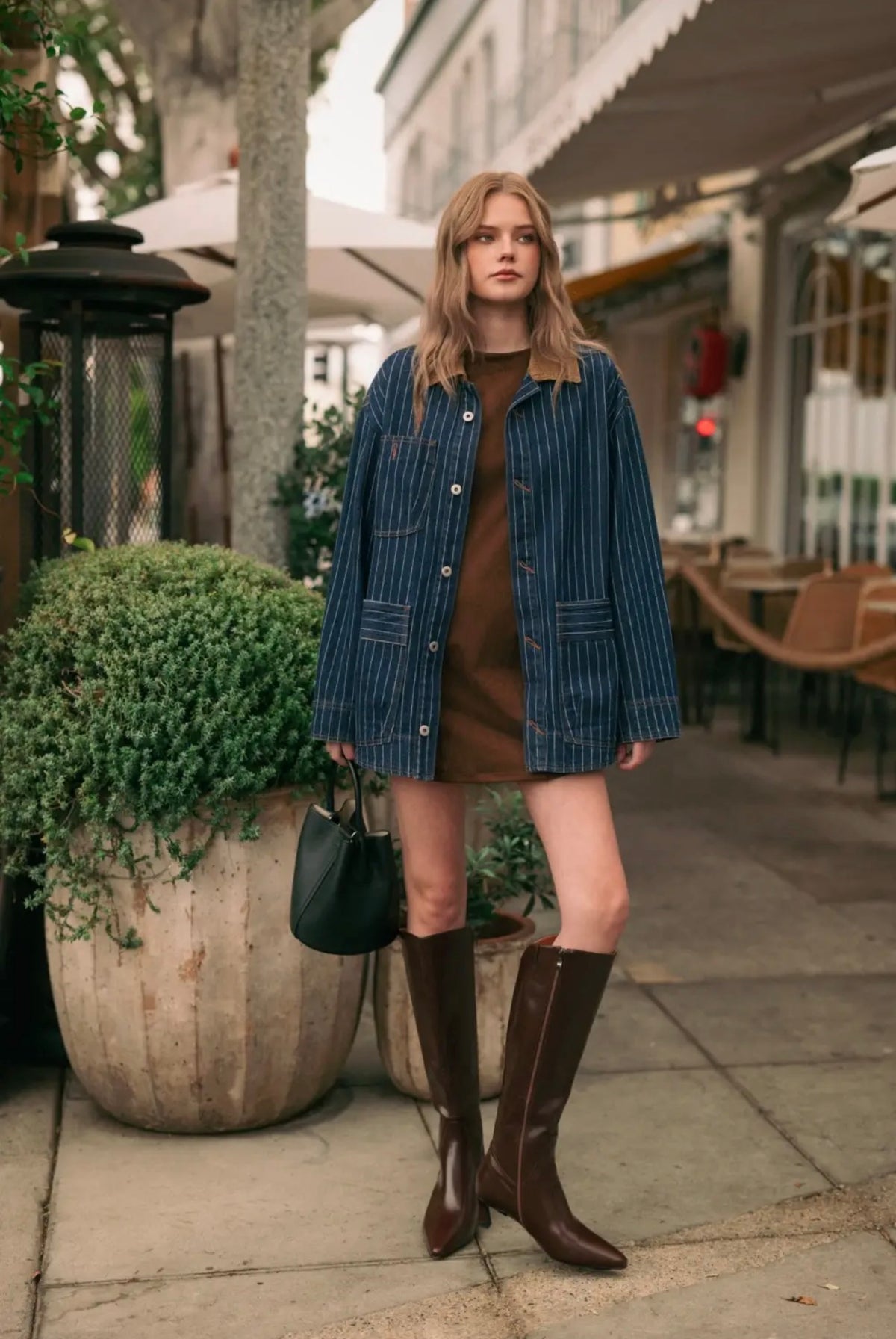 The Pinstripe Denim Barn Jacket