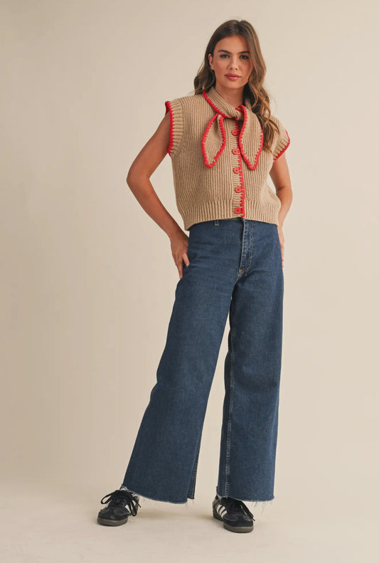 Tie Neck Sweater - alternate product view at Vogue Villa