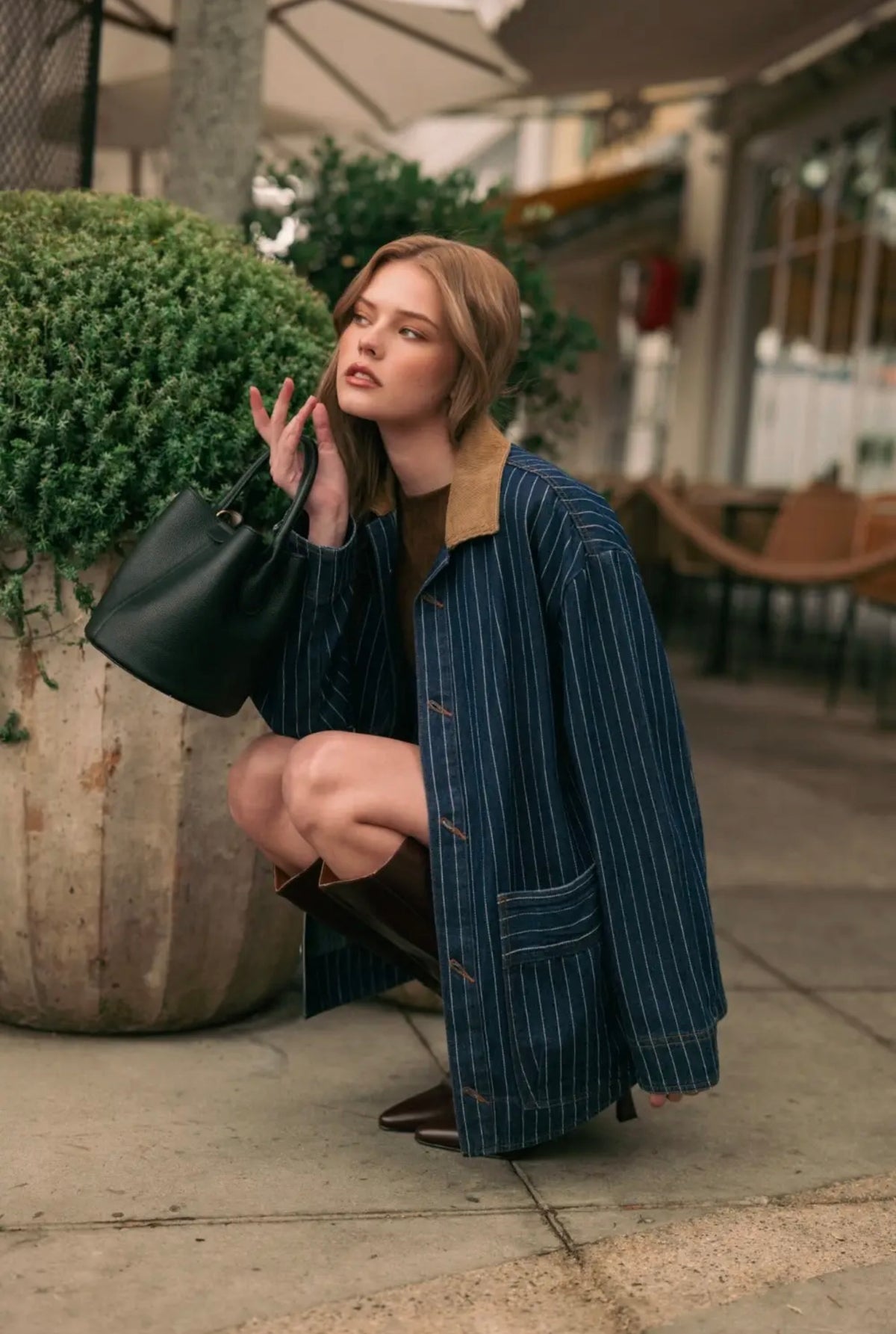 The Pinstripe Denim Barn Jacket