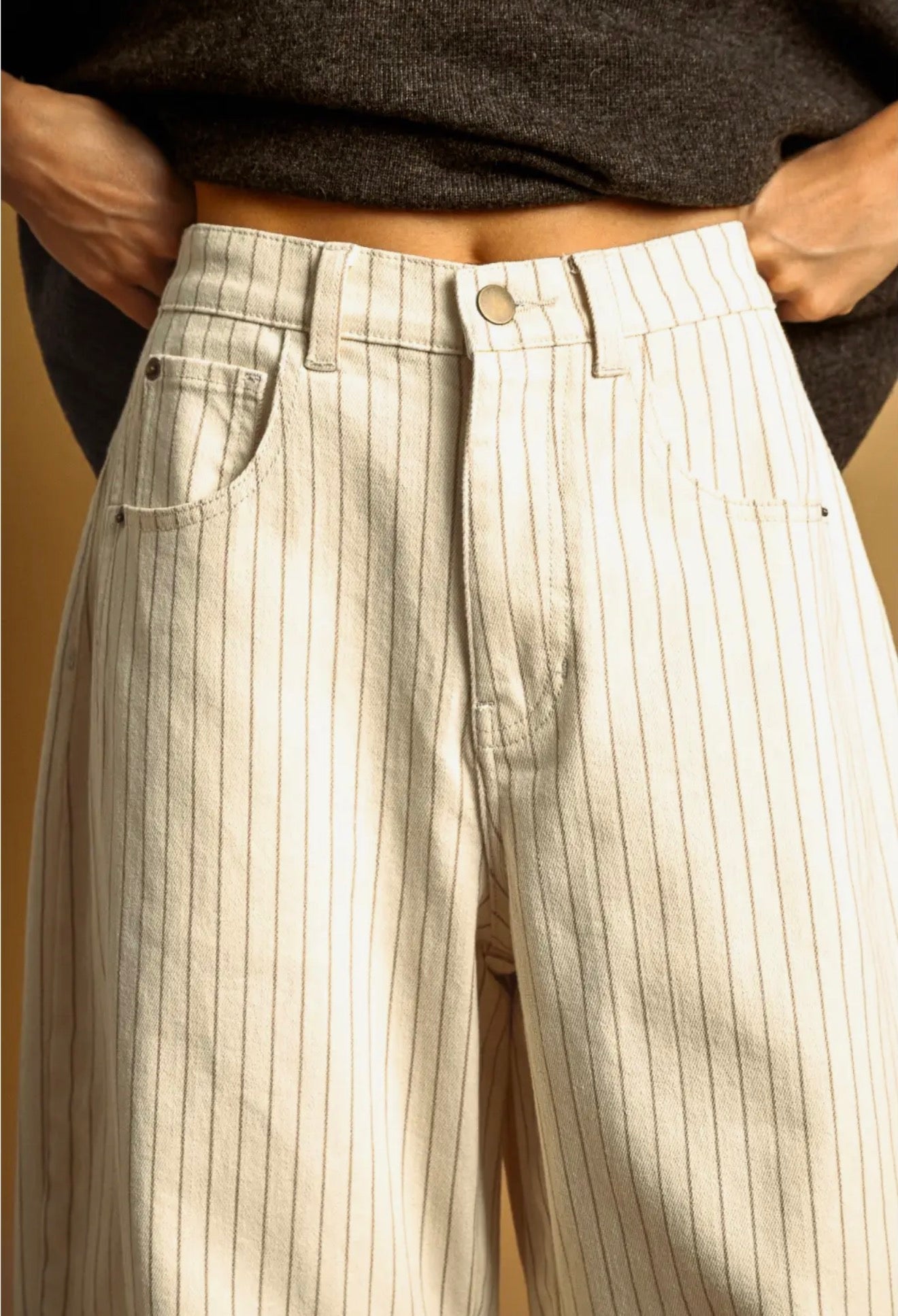 Pinstripe Barrel Jean