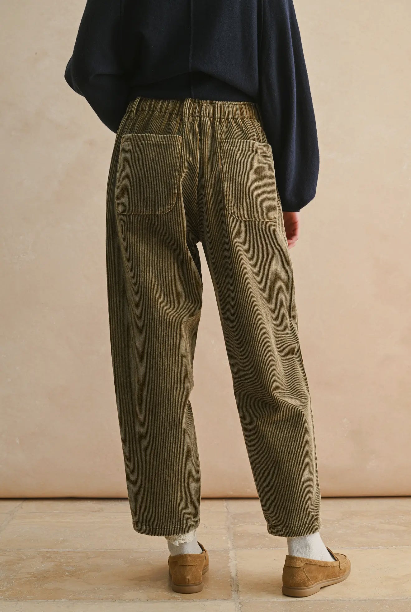 Tie Waist Corduroy Barrel Pants
