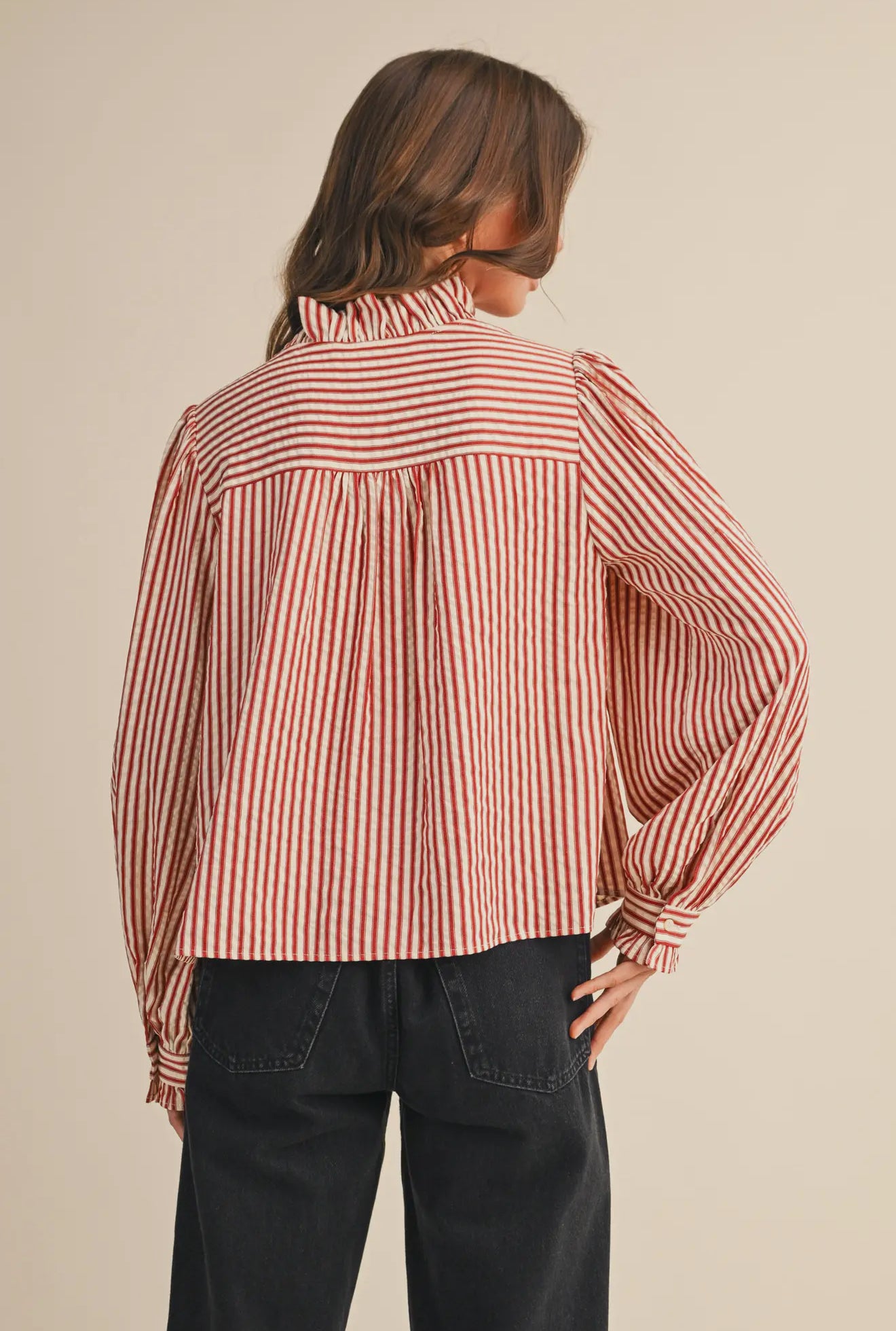 The Gwen Striped Ruffle Blouse