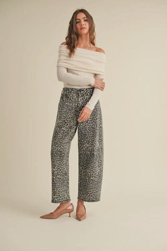 Leopard Barrel Jeans