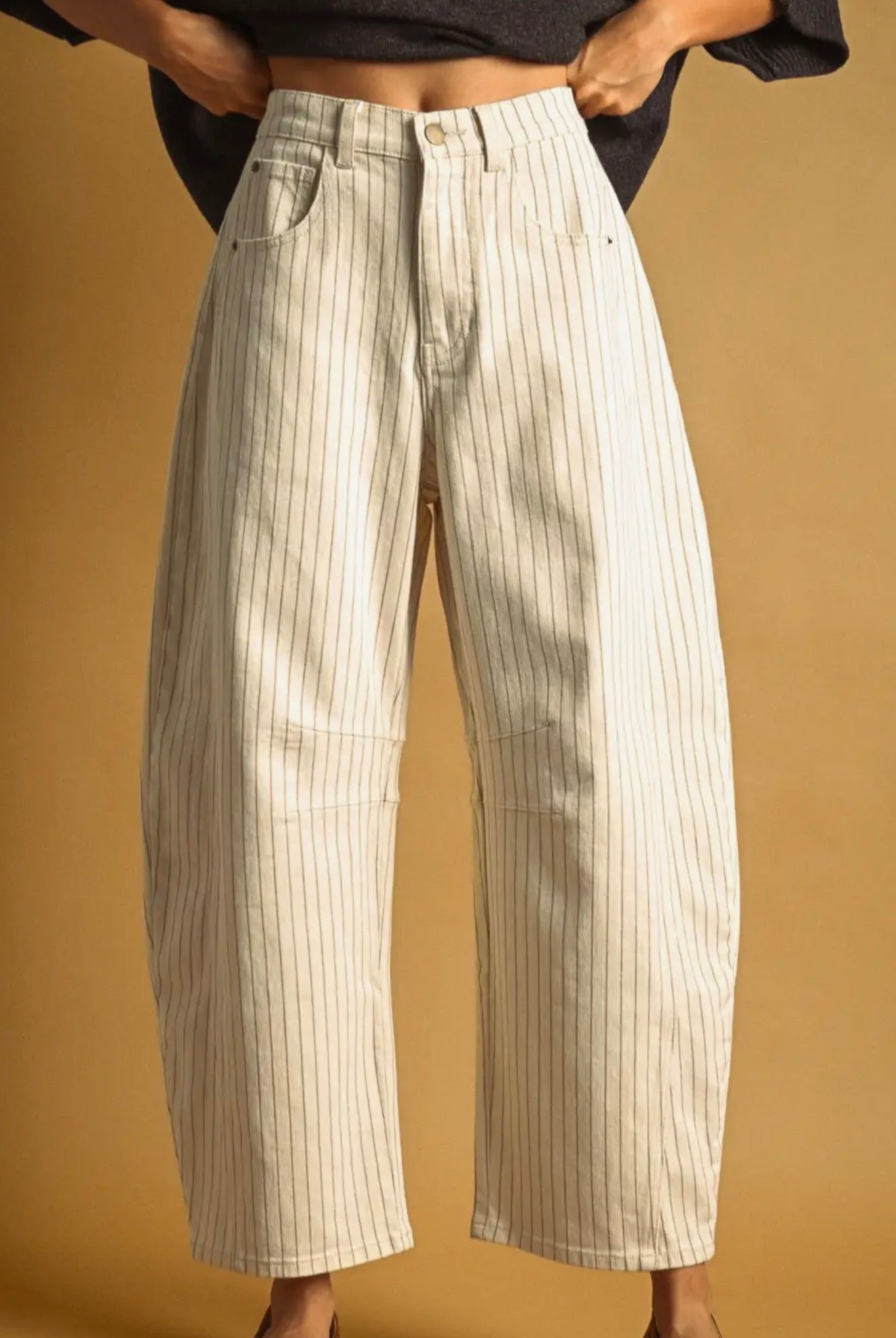 Pinstripe Barrel Jean