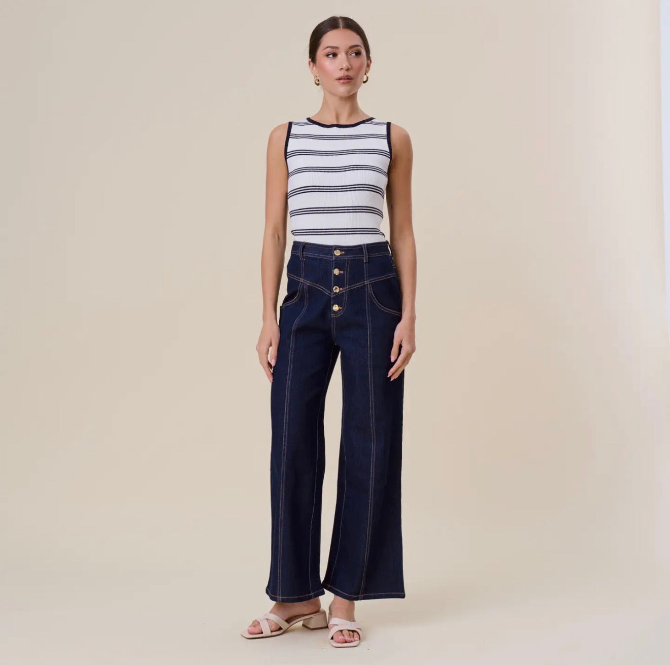 Stripe Knit Sweater Sleeveless Top