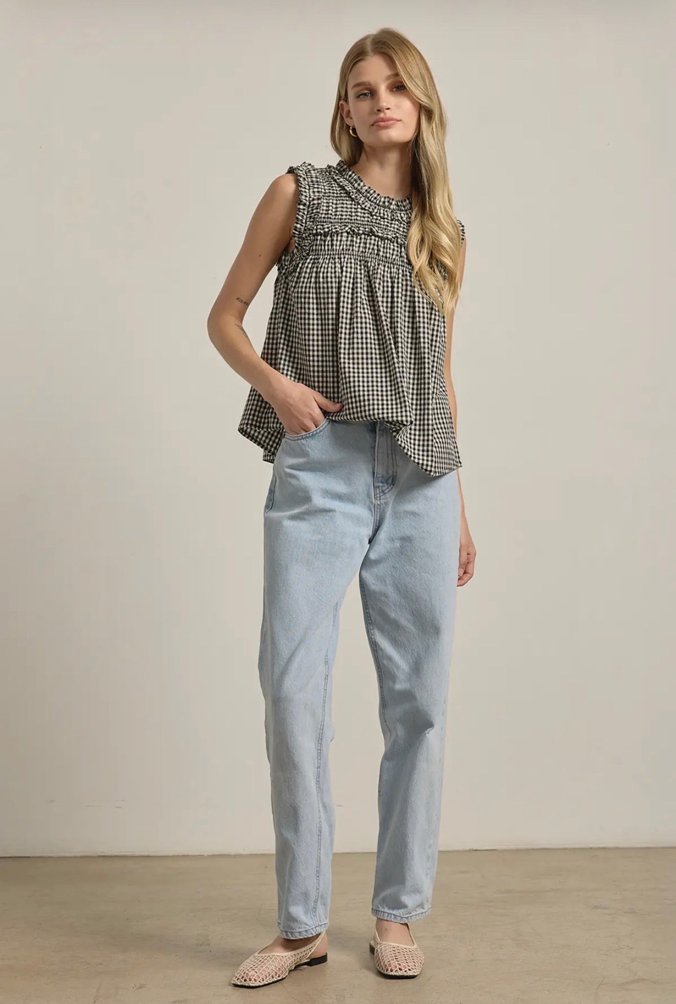 The Lottie Gingham Top - alternate product view at Vogue Villa