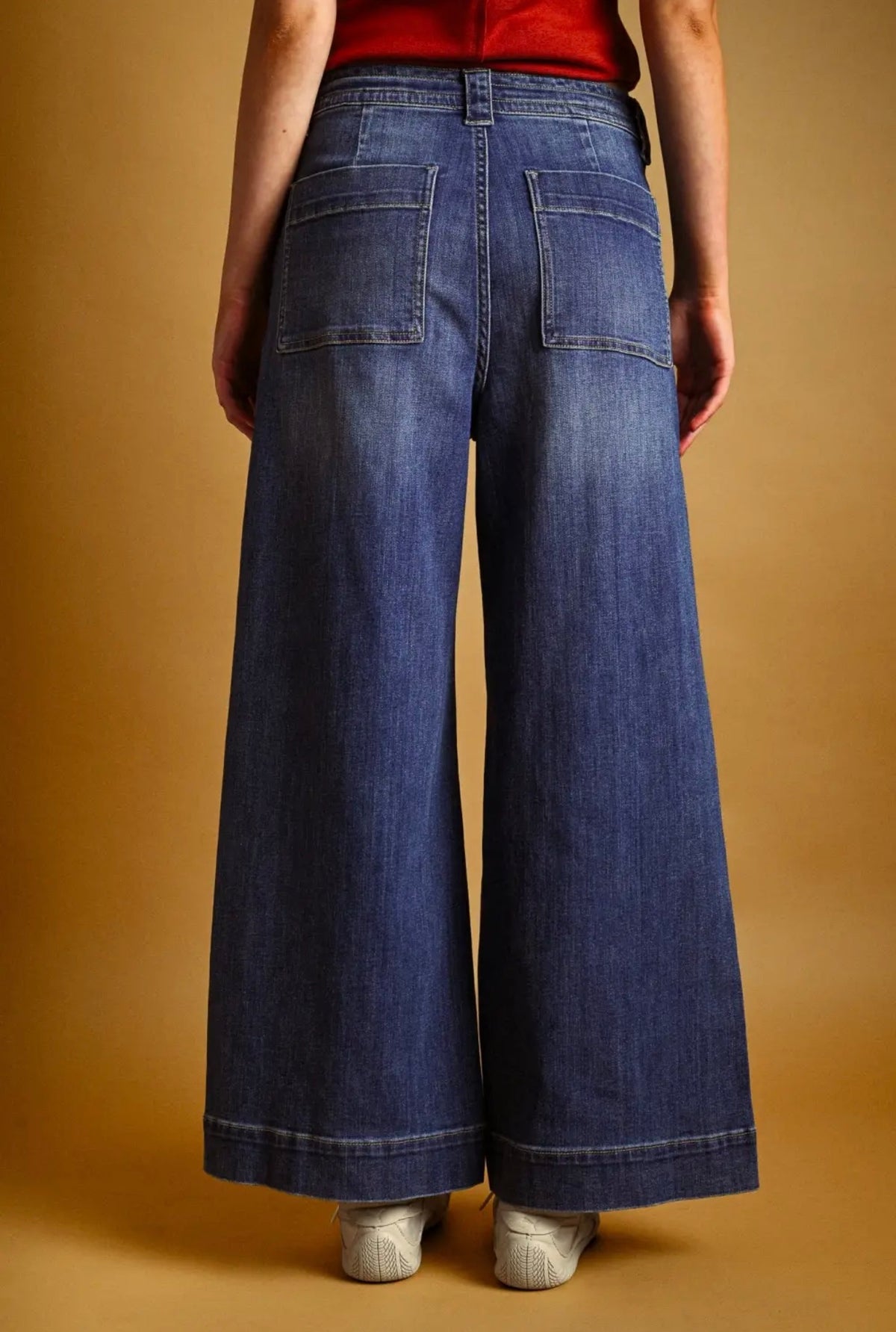 Washed Denim Tie Front Pants