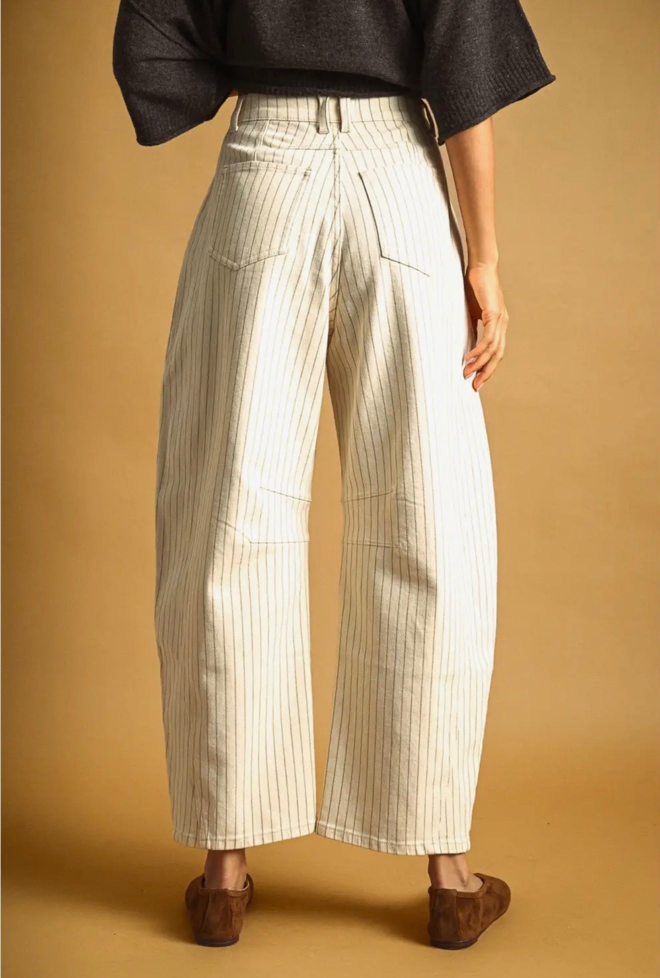 Pinstripe Barrel Jean