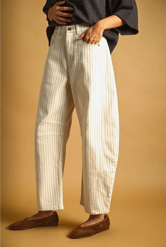 Pinstripe Barrel Jean