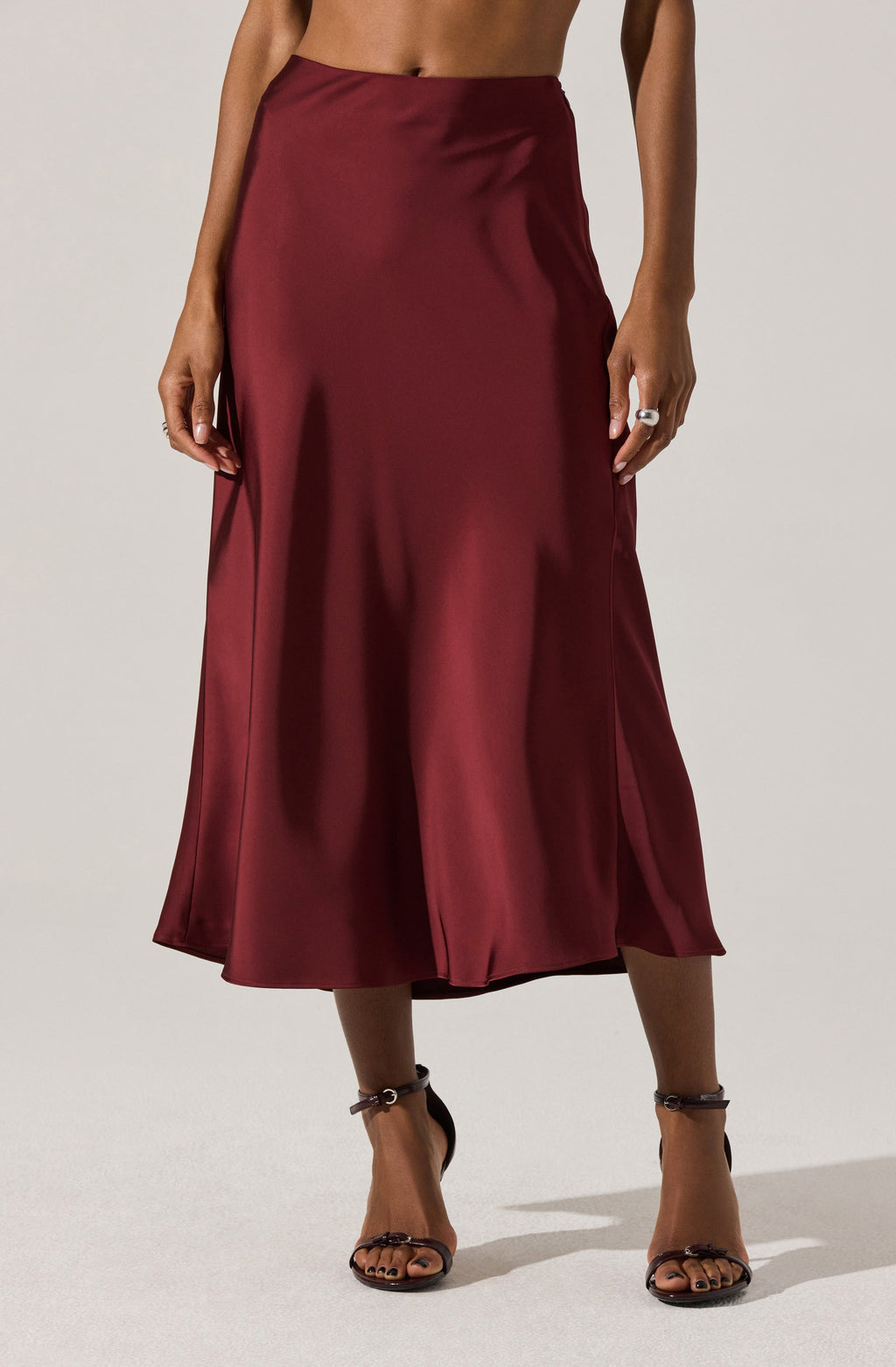 Satin Midi Skirt - Merlot