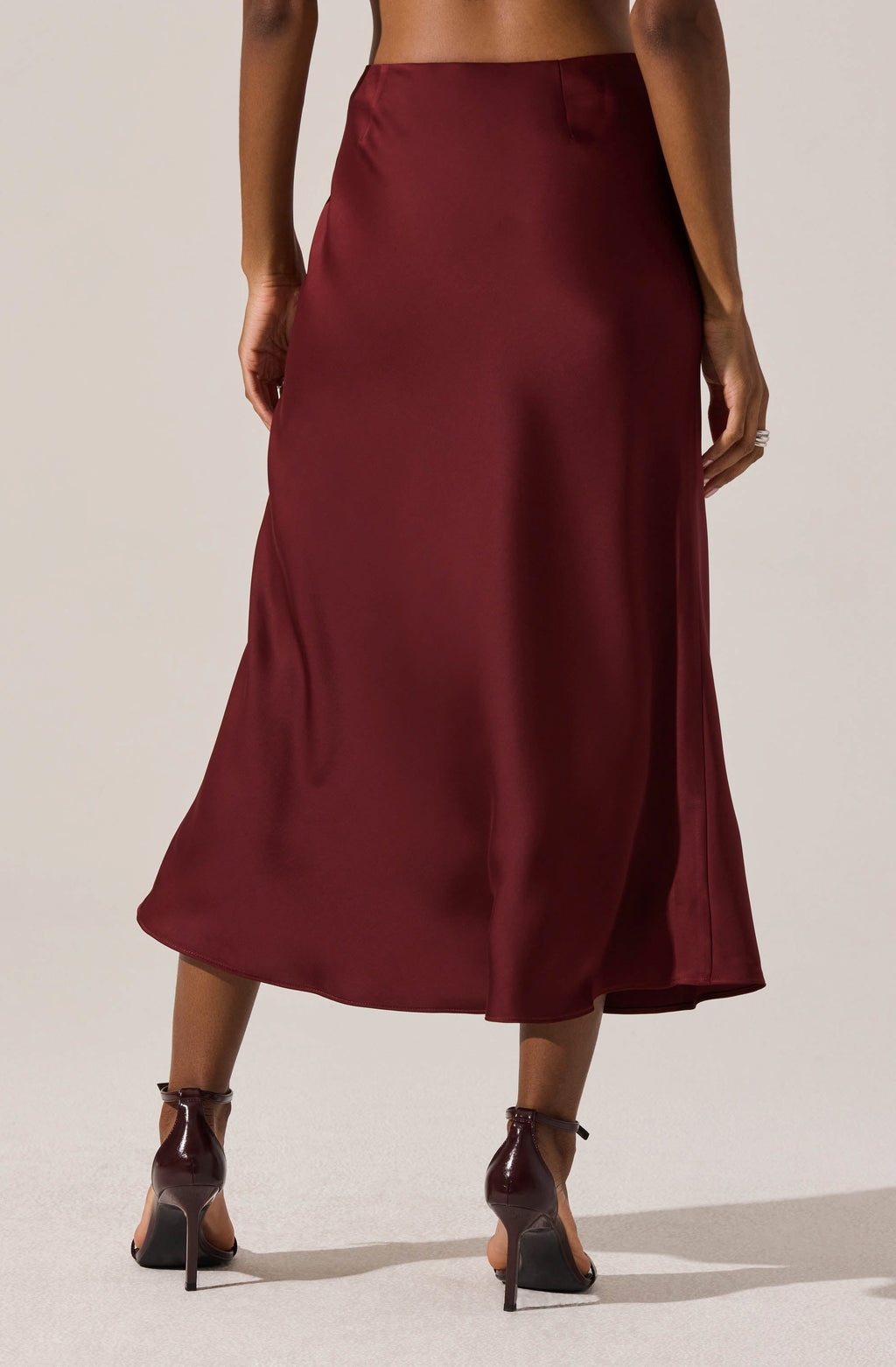 Satin Midi Skirt - Merlot