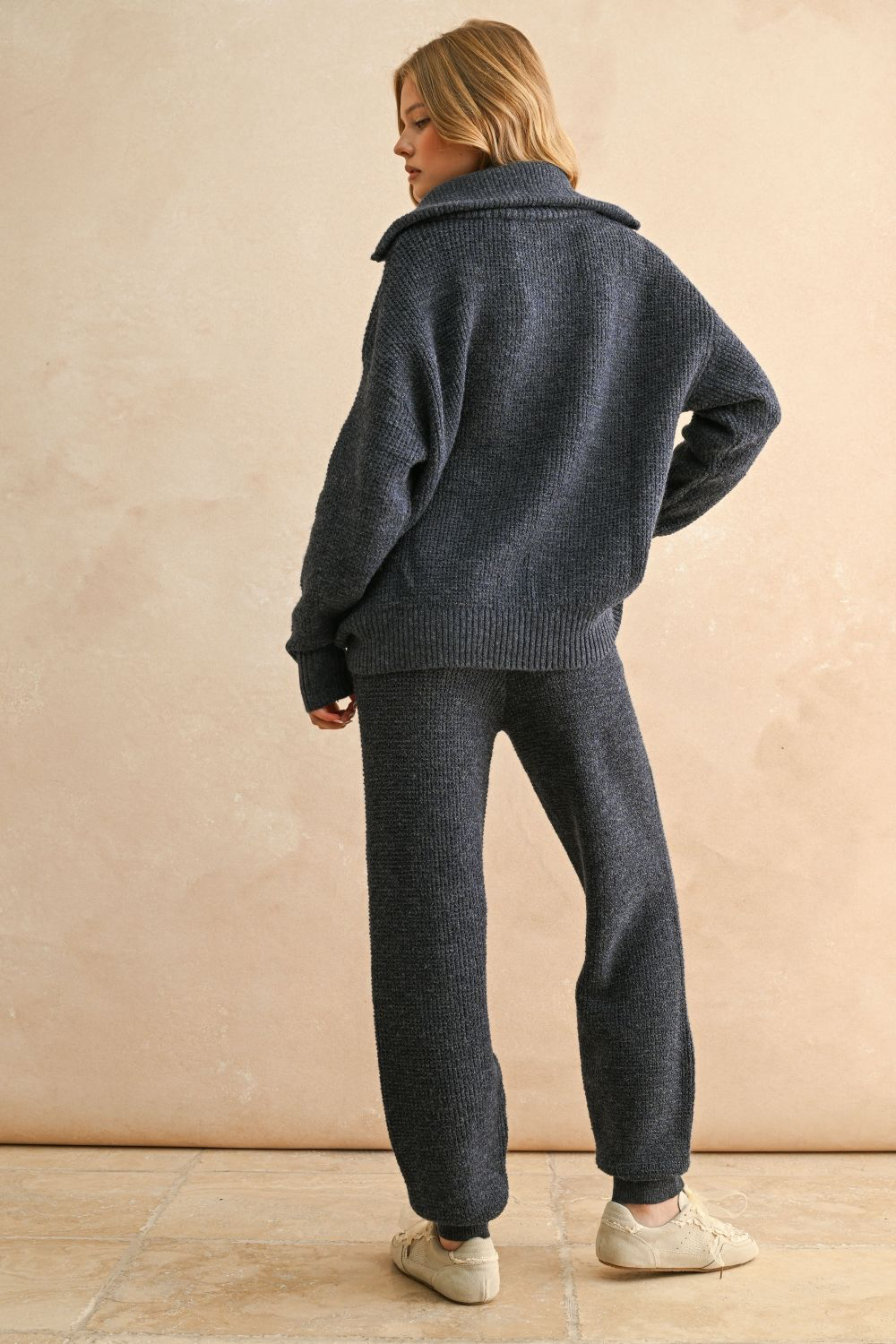 Waffle Knit Lounge Set - alternate product view at Vogue Villa