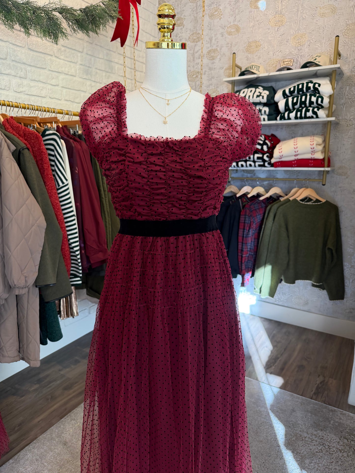 Burgundy Whisper Tulle Dress