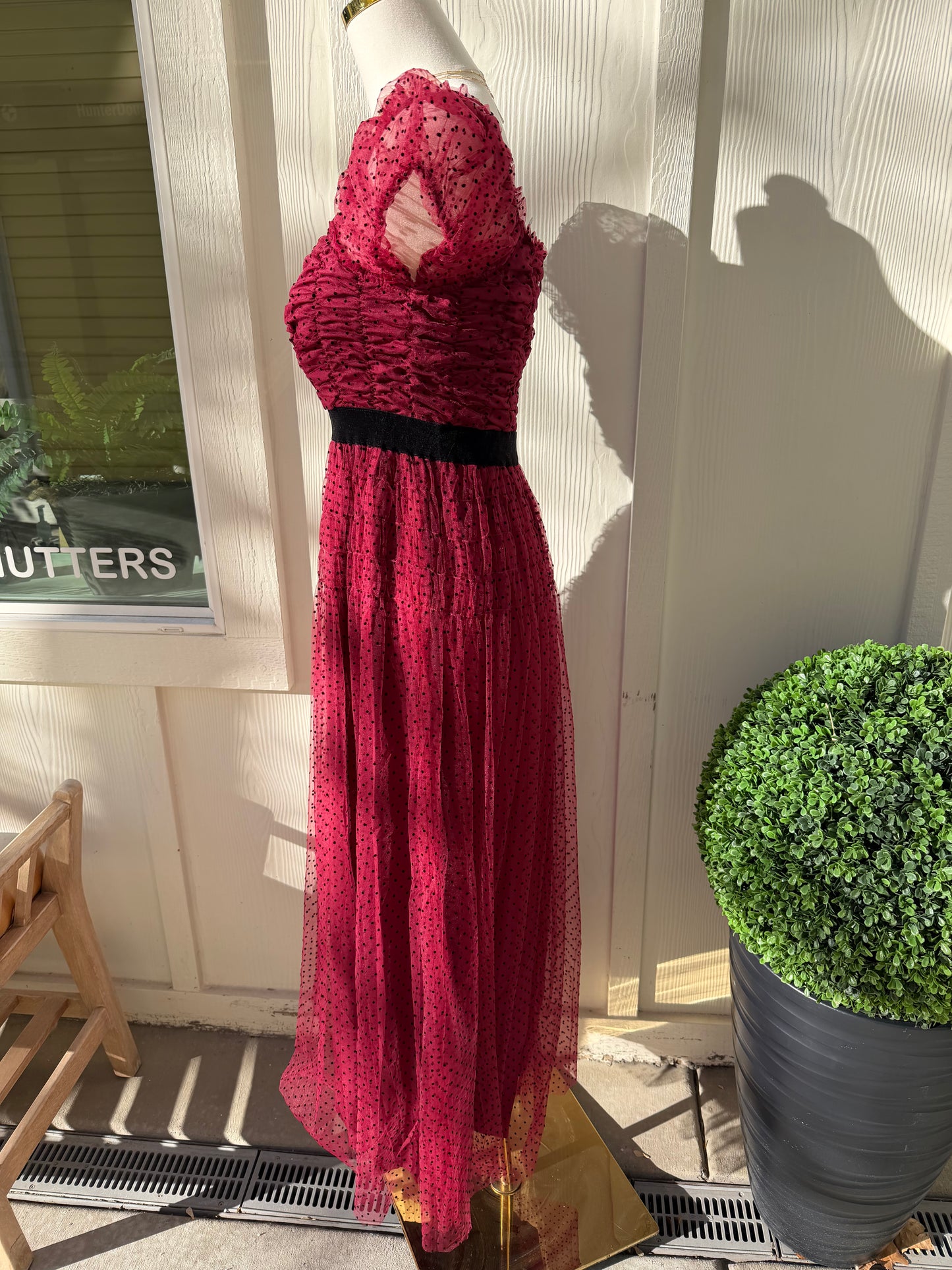 Burgundy Whisper Tulle Dress