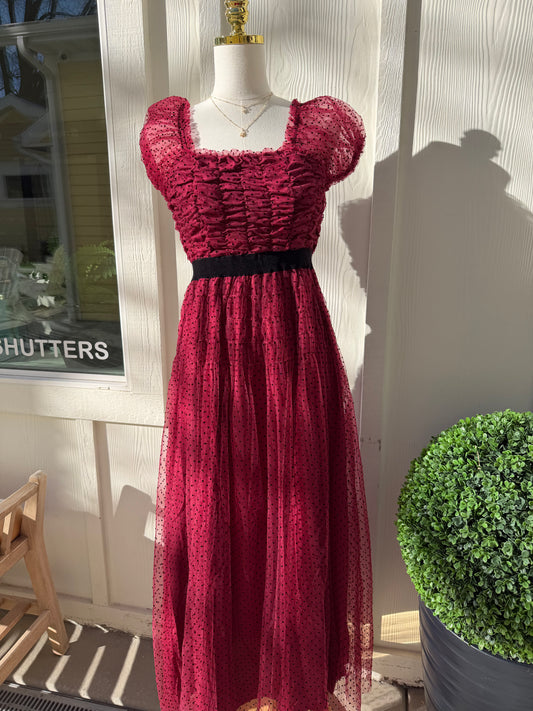 Burgundy Whisper Tulle Dress