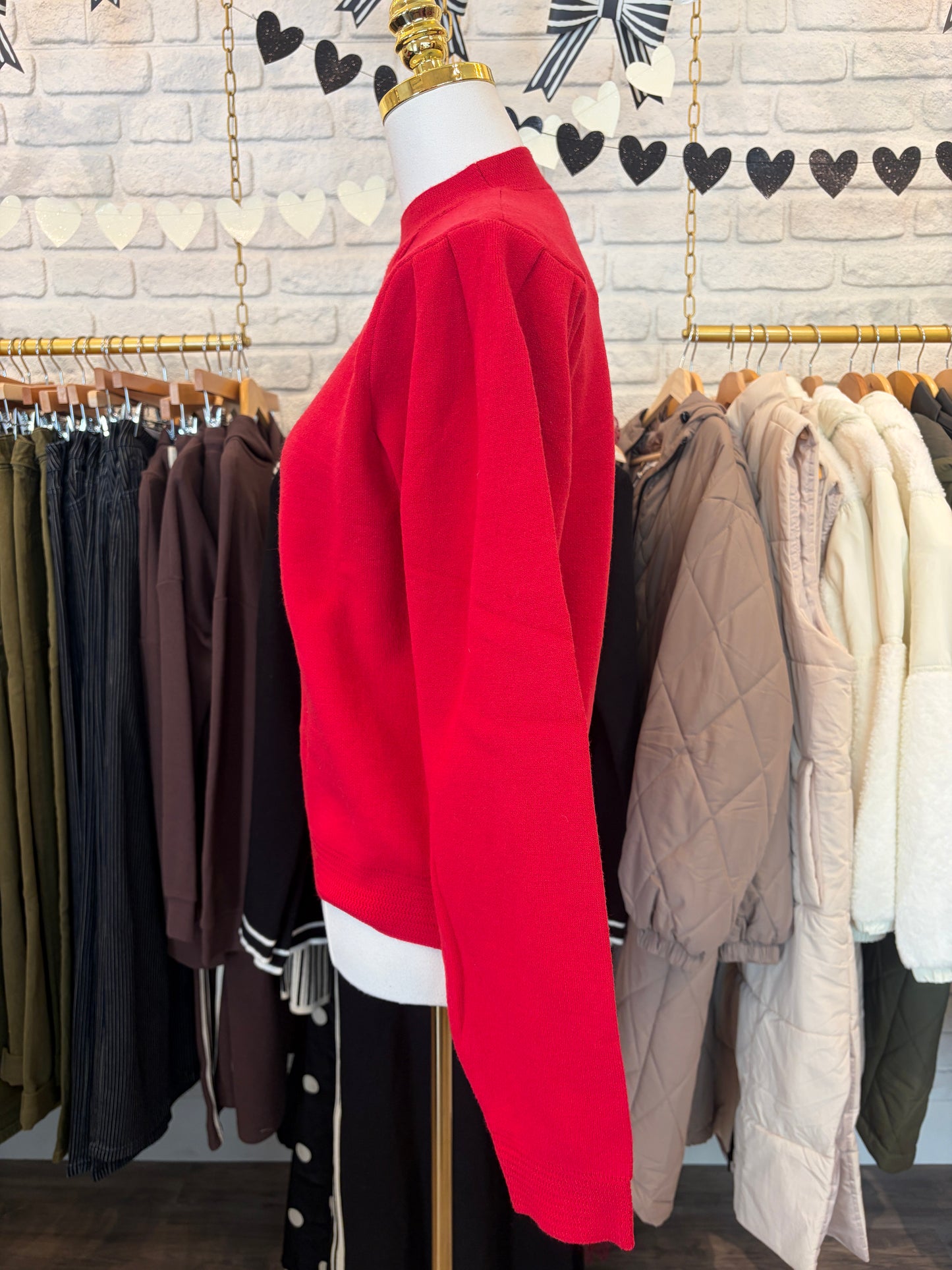 Mock Neck Puff Sleeve Sweater