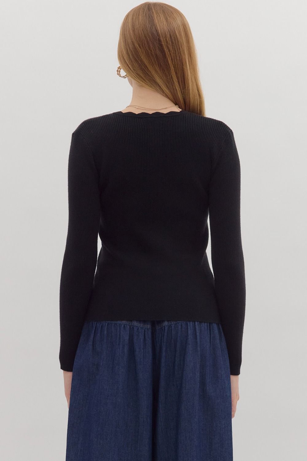 The Camille Scallop Ribbed Top