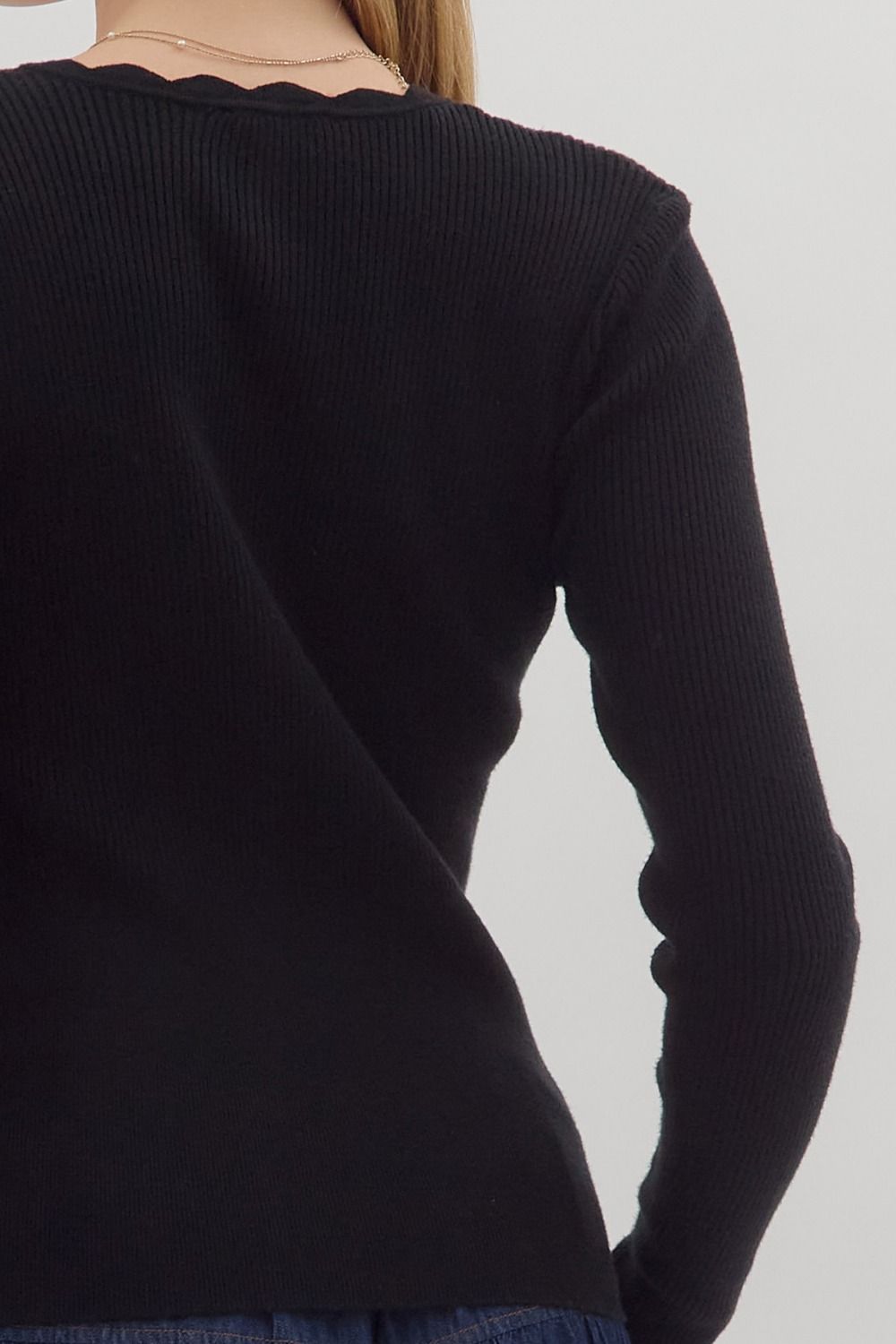 The Camille Scallop Ribbed Top