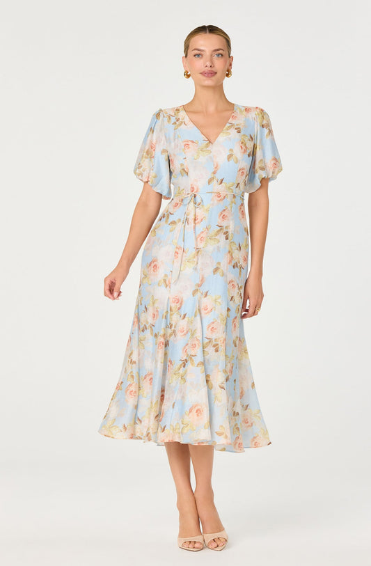 Lavena Floral Balloon Sleeve Midi Dress