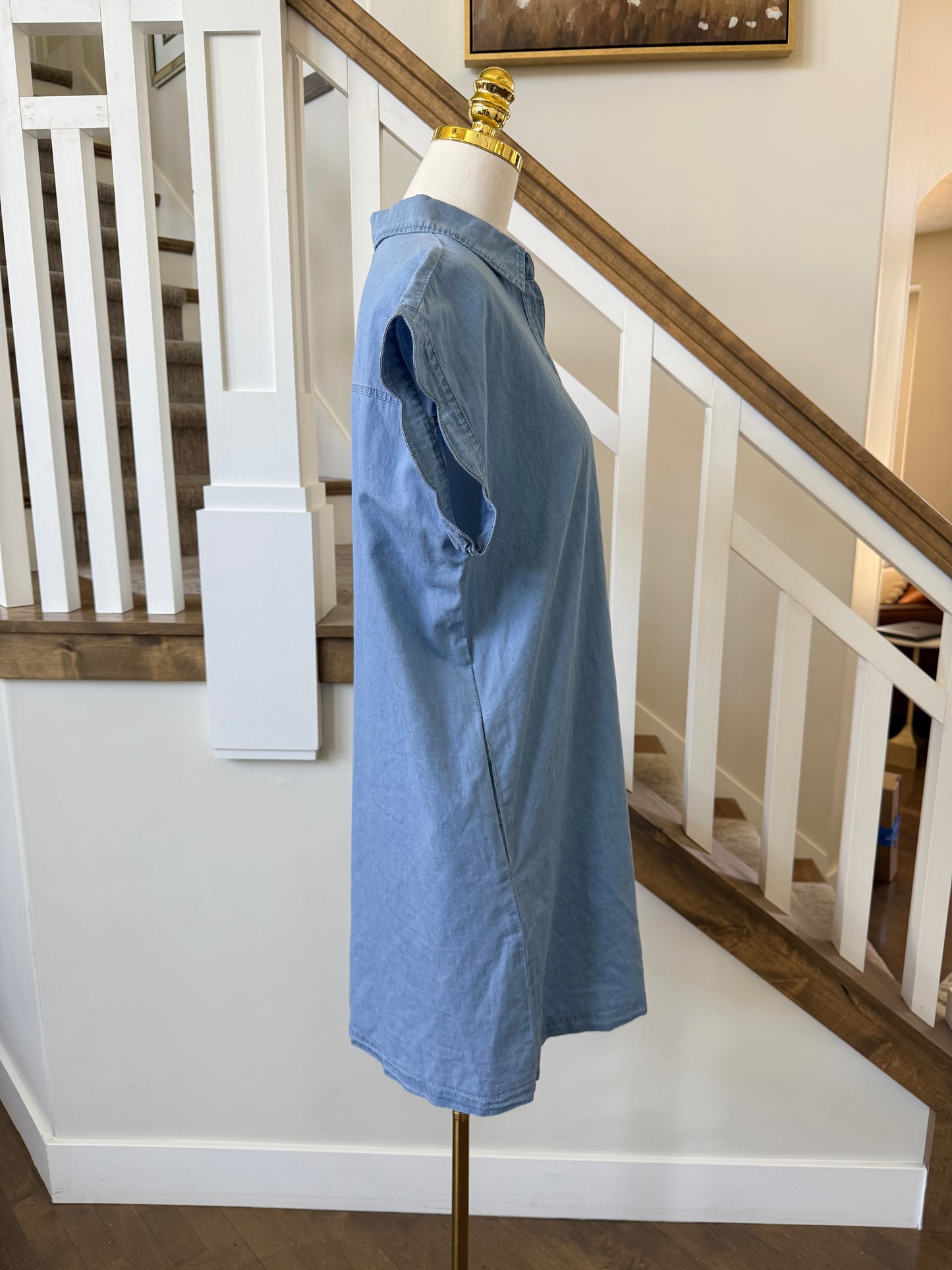 Scallop Detail Denim Dress
