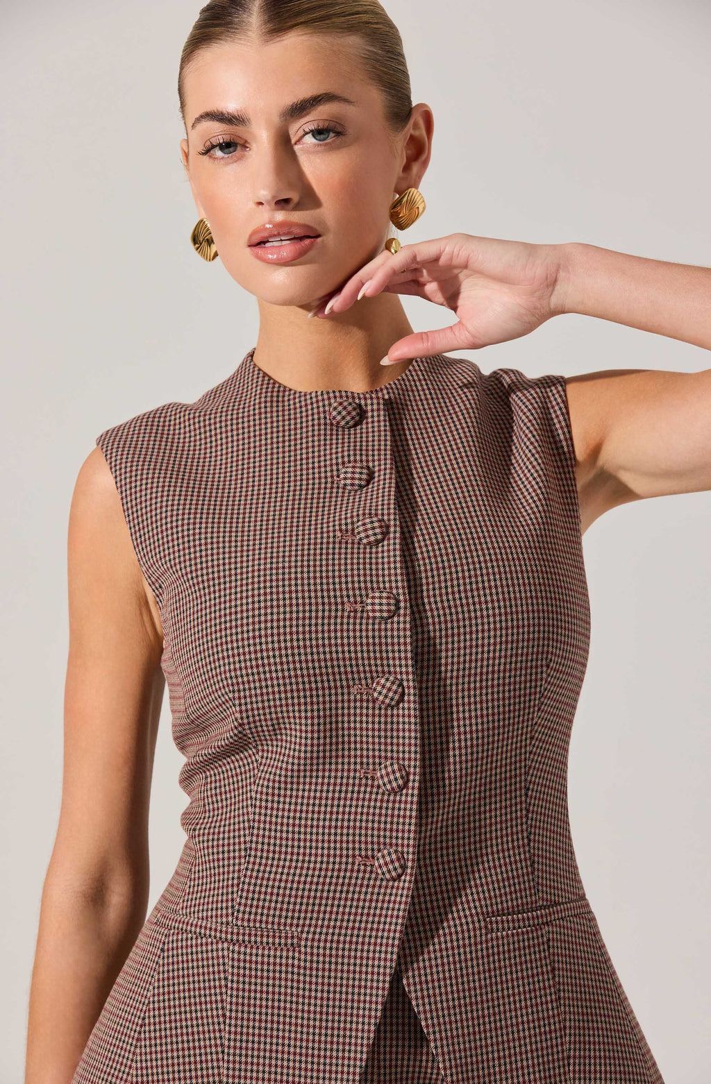 The Hadley Houndstooth Check Vest