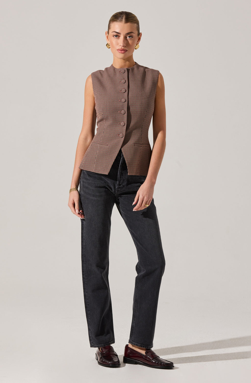 The Hadley Houndstooth Check Vest