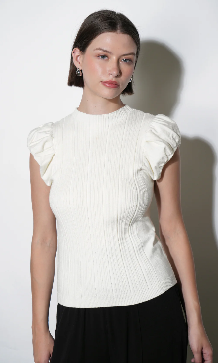 The Audrey Ribbed Puff Sleeve Sweater