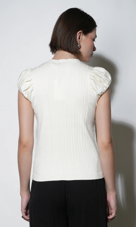 The Audrey Ribbed Puff Sleeve Sweater