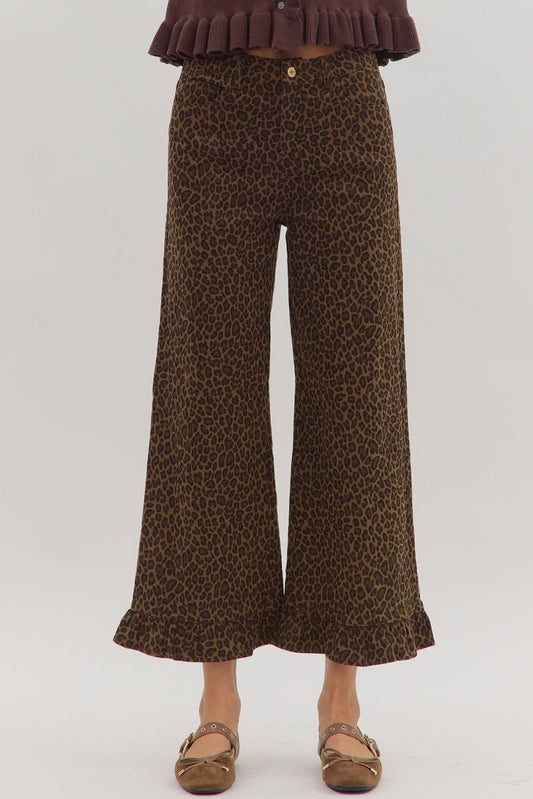 Leopard Ruffle Hem Jeans