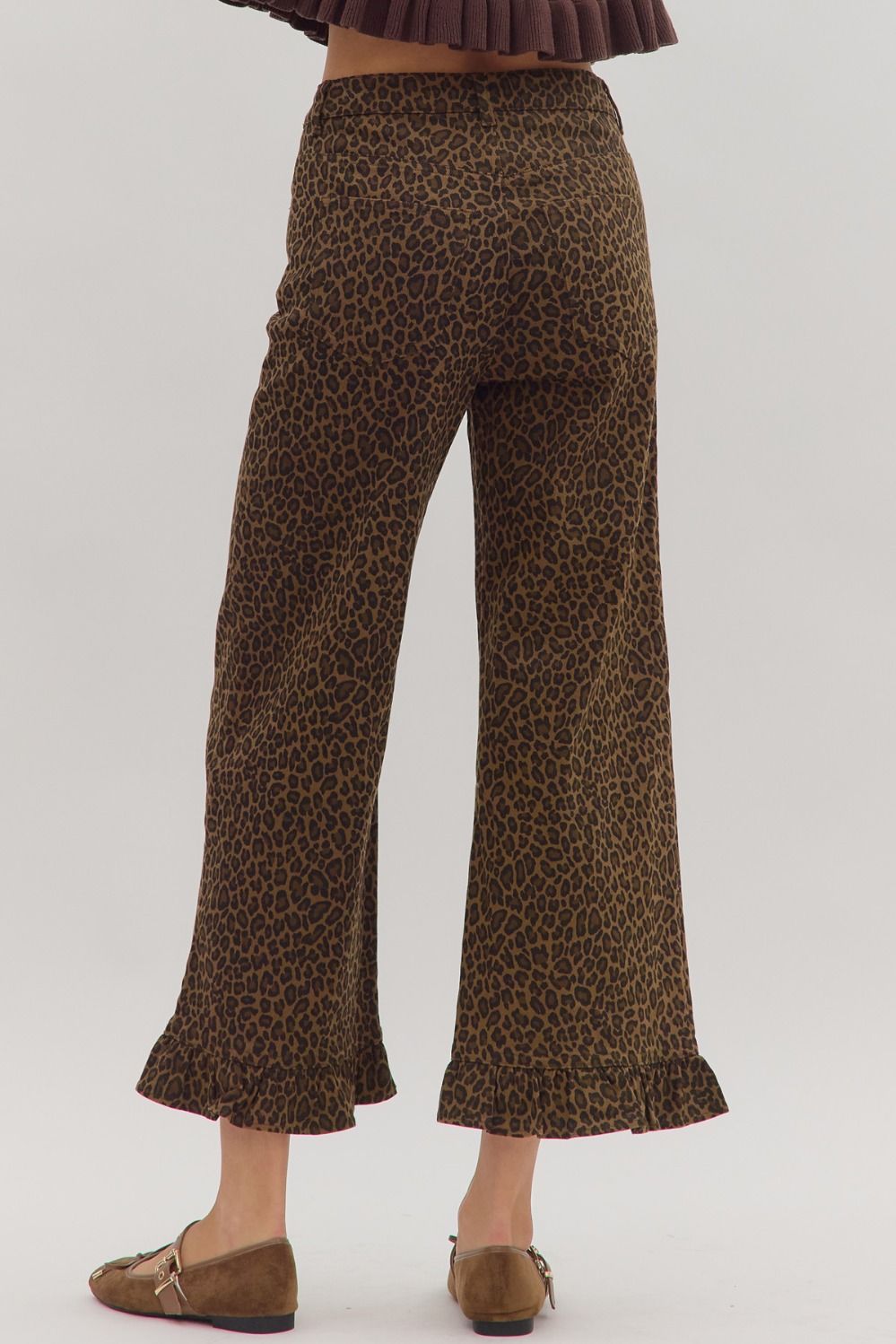 Leopard Ruffle Hem Jeans