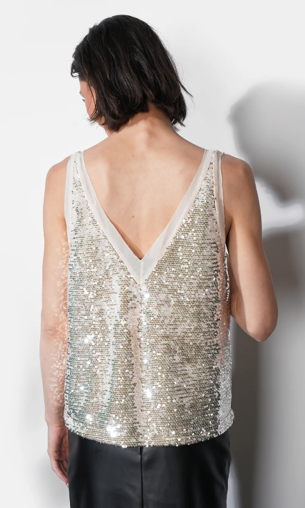 The Lila Sequin V-Neck Top