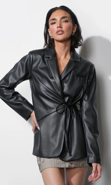 The Lennox Faux Leather Blazer - alternate product view at Vogue Villa