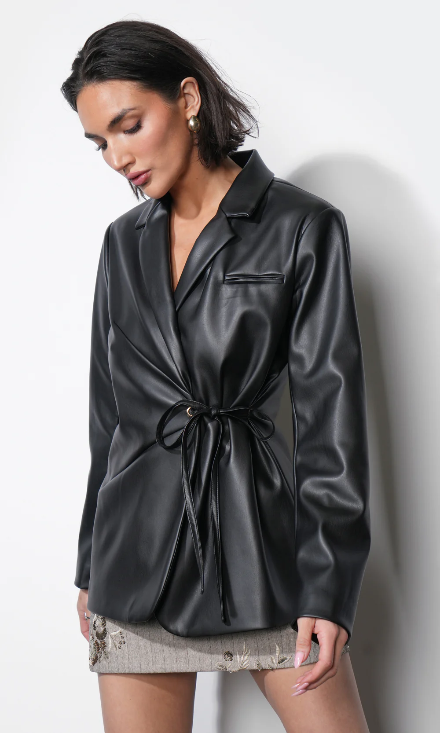 The Lennox Faux Leather Blazer - alternate product view at Vogue Villa