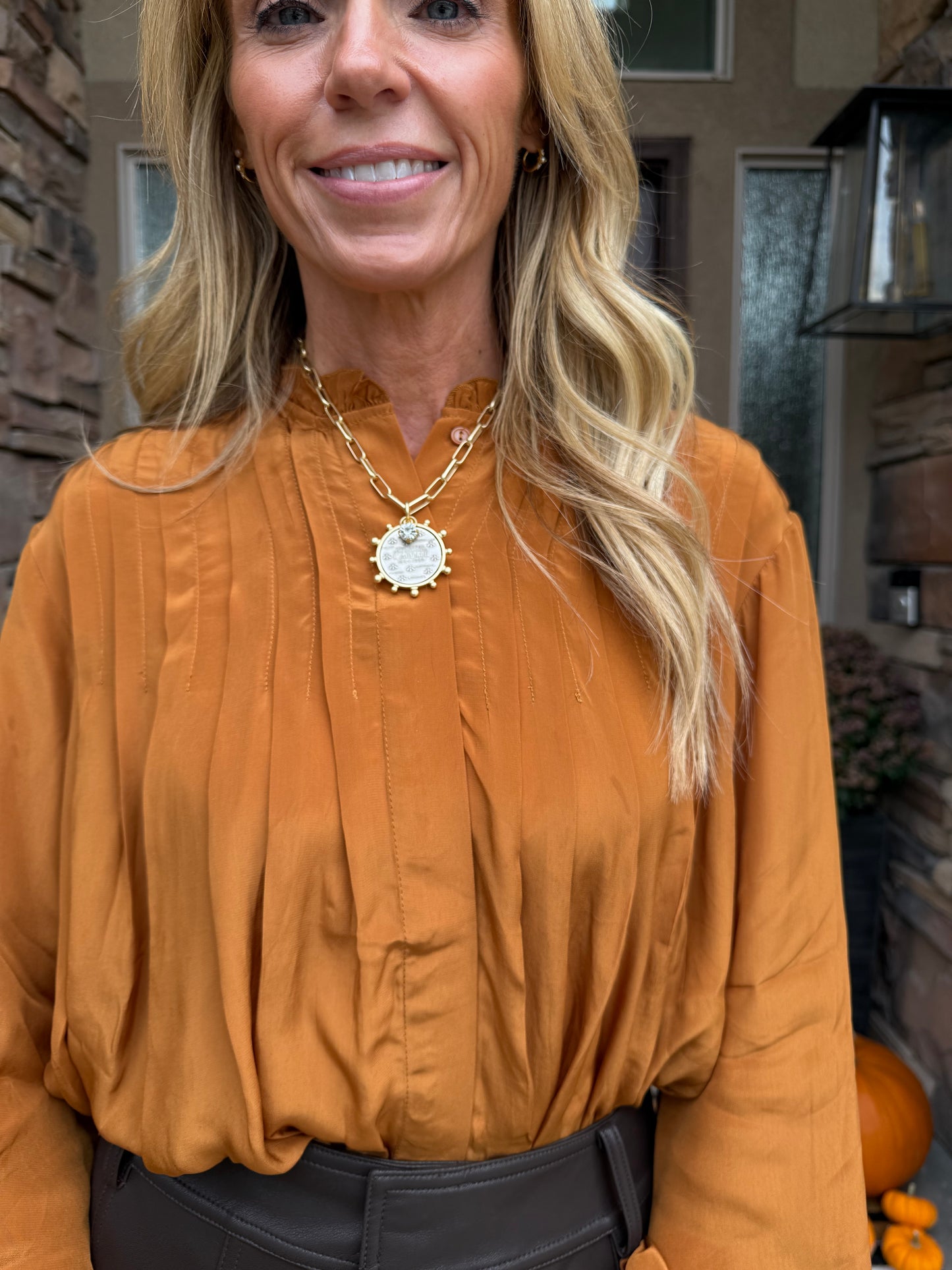 Bronze Pleated Blouse